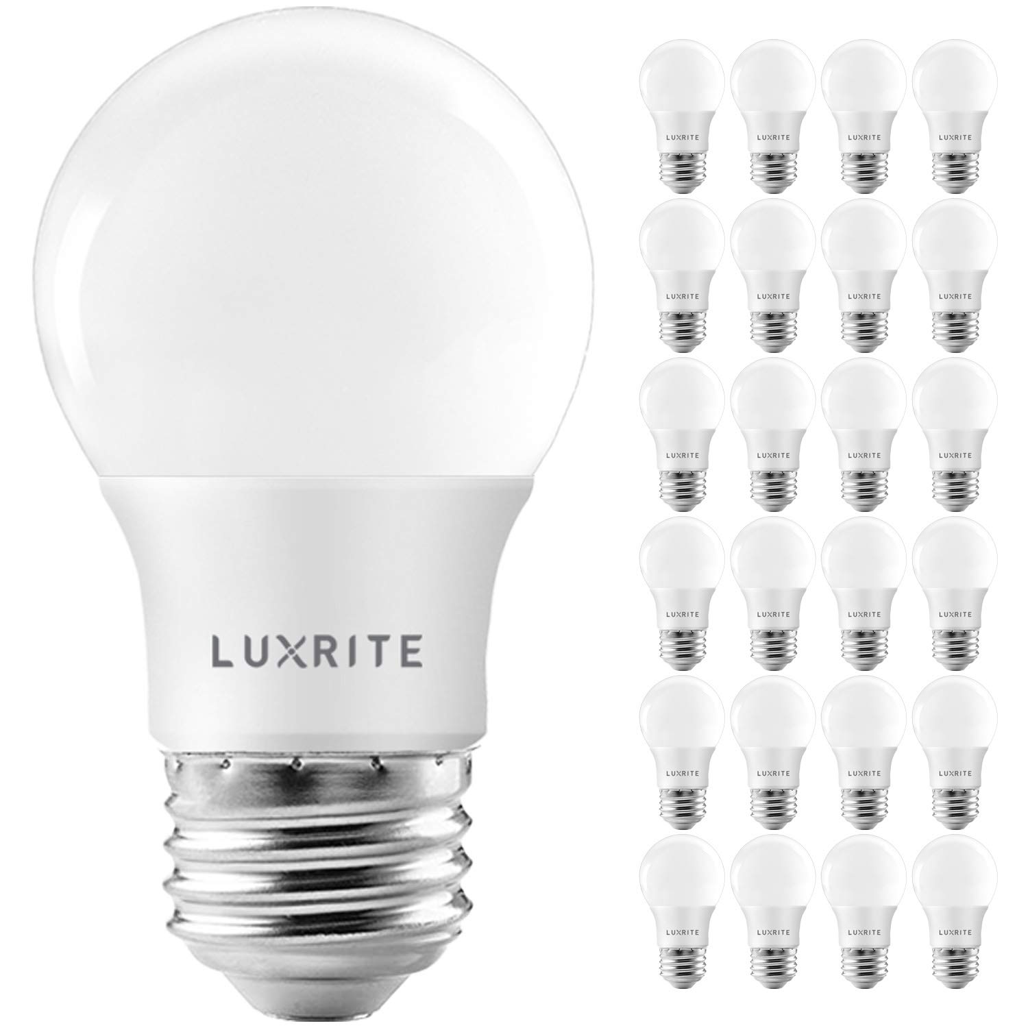 LUXRITE A15 LED Bulb 40W Equivalent, 7W Energy Saving, 2700K Warm White Light, 600 Lumens Brightness, Dimmable E26 Base, UL Listed for Ceiling Fan & Enclosed Fixtures - Indoor/Outdoor Use (24 Pack) - Perfect for Bedrooms, Living Rooms, Porches and Patios