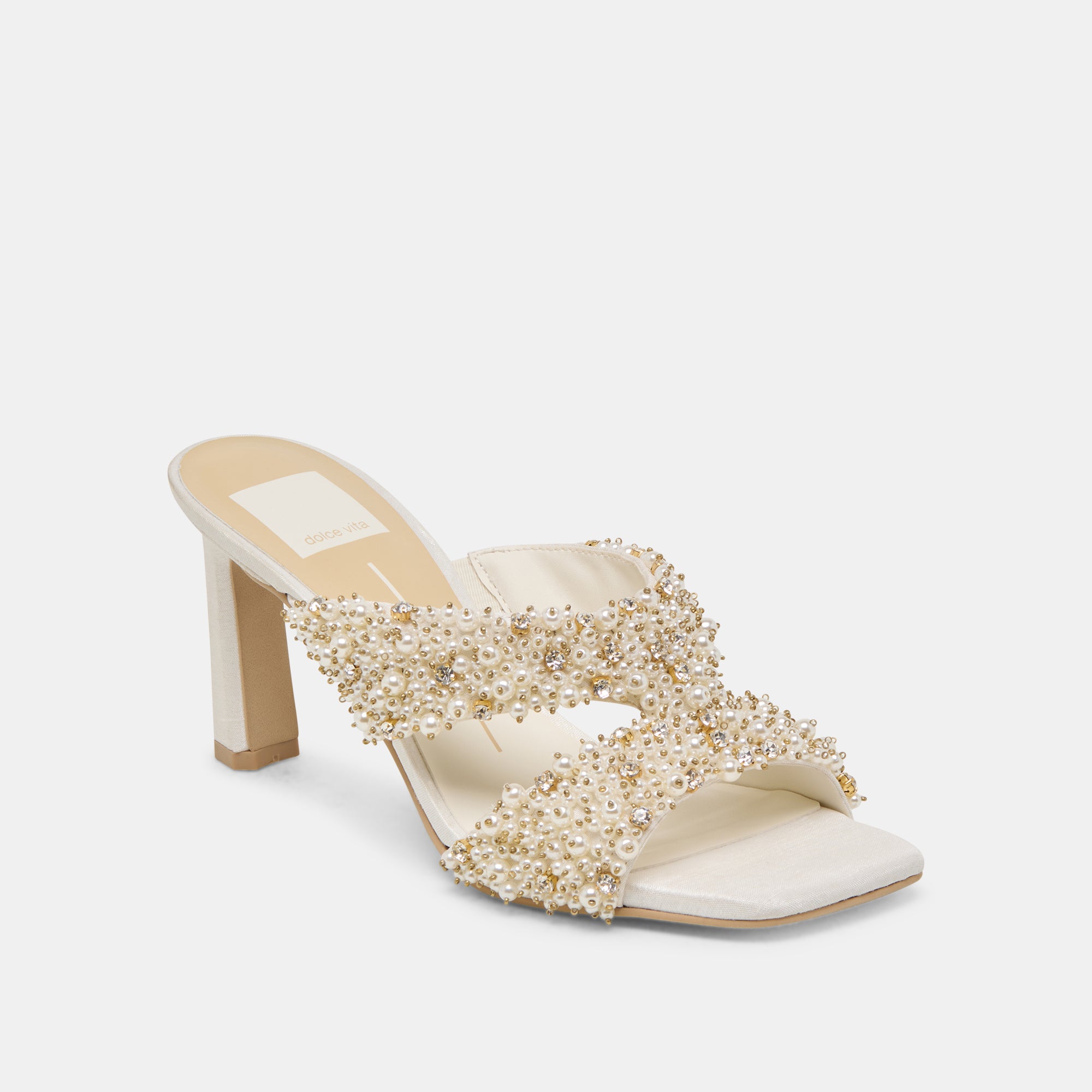 GITEL Rhinestone Heels for Women - Elegant Ivory Crystal Embellished High Heels for Parties, Weddings & Special Occasions