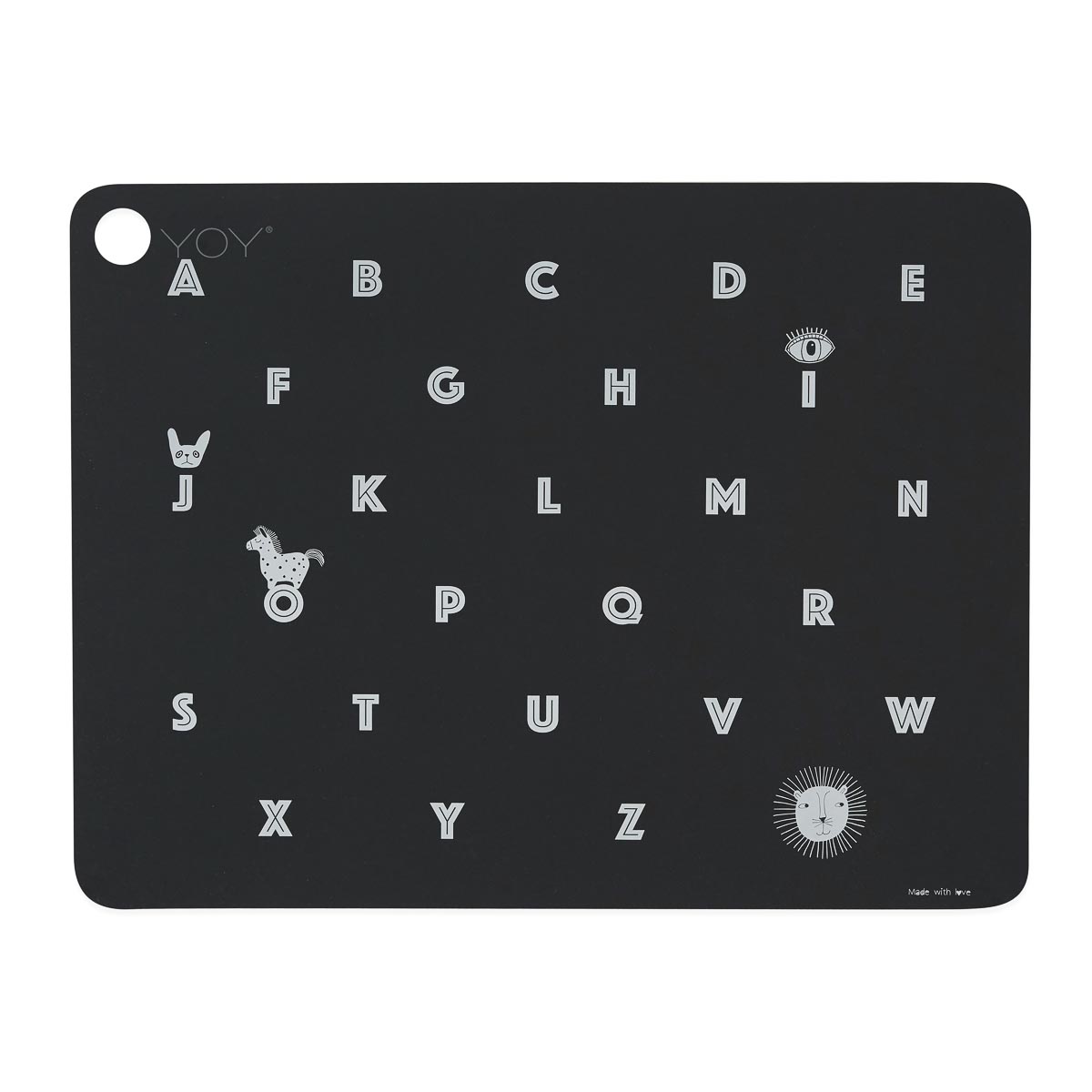 OYOY Kids Silicone Placemat with Alphabet Letters - Non-Slip, BPA-Free, Washable Learning Mat for Toddlers - Perfect for Dining, Homeschooling & Playtime Activities