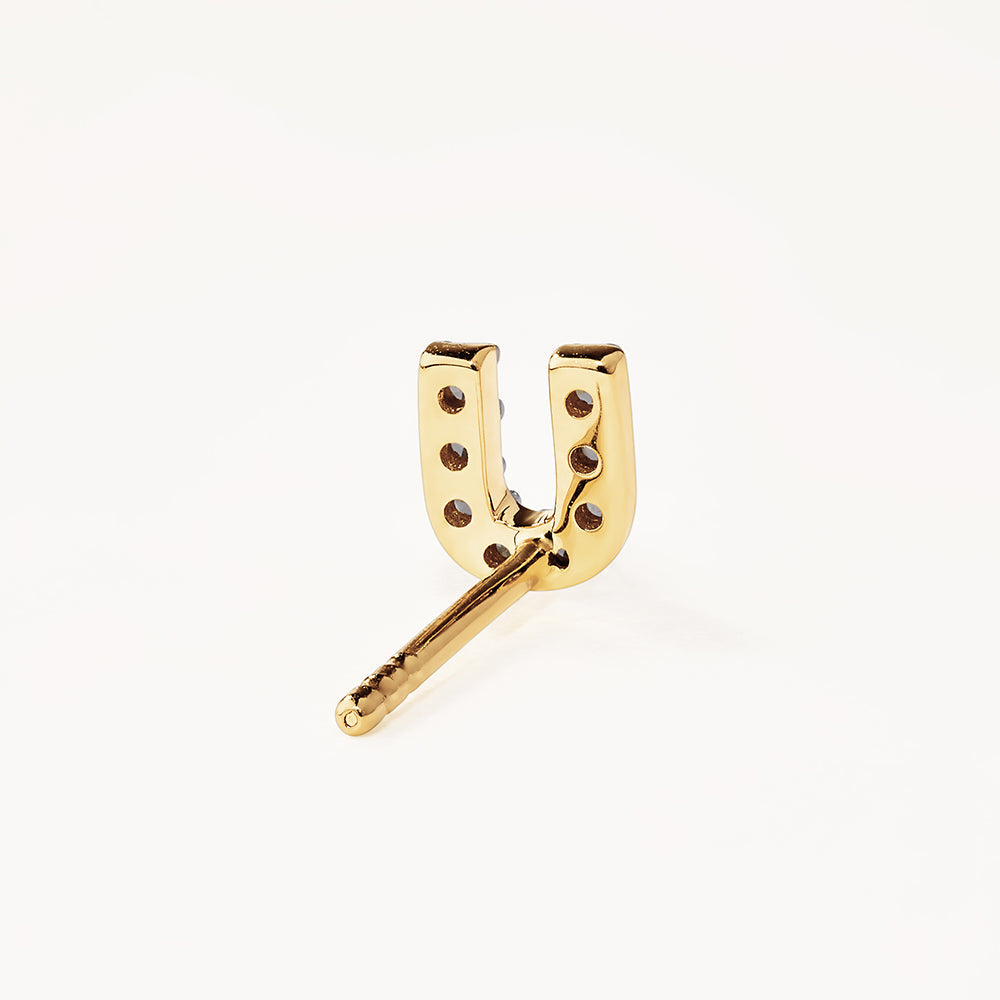 10k Gold Diamond Letter U Single Stud Earring - Elegant Initial Jewelry for Women, Perfect for Gifts, Birthdays & Everyday Wear