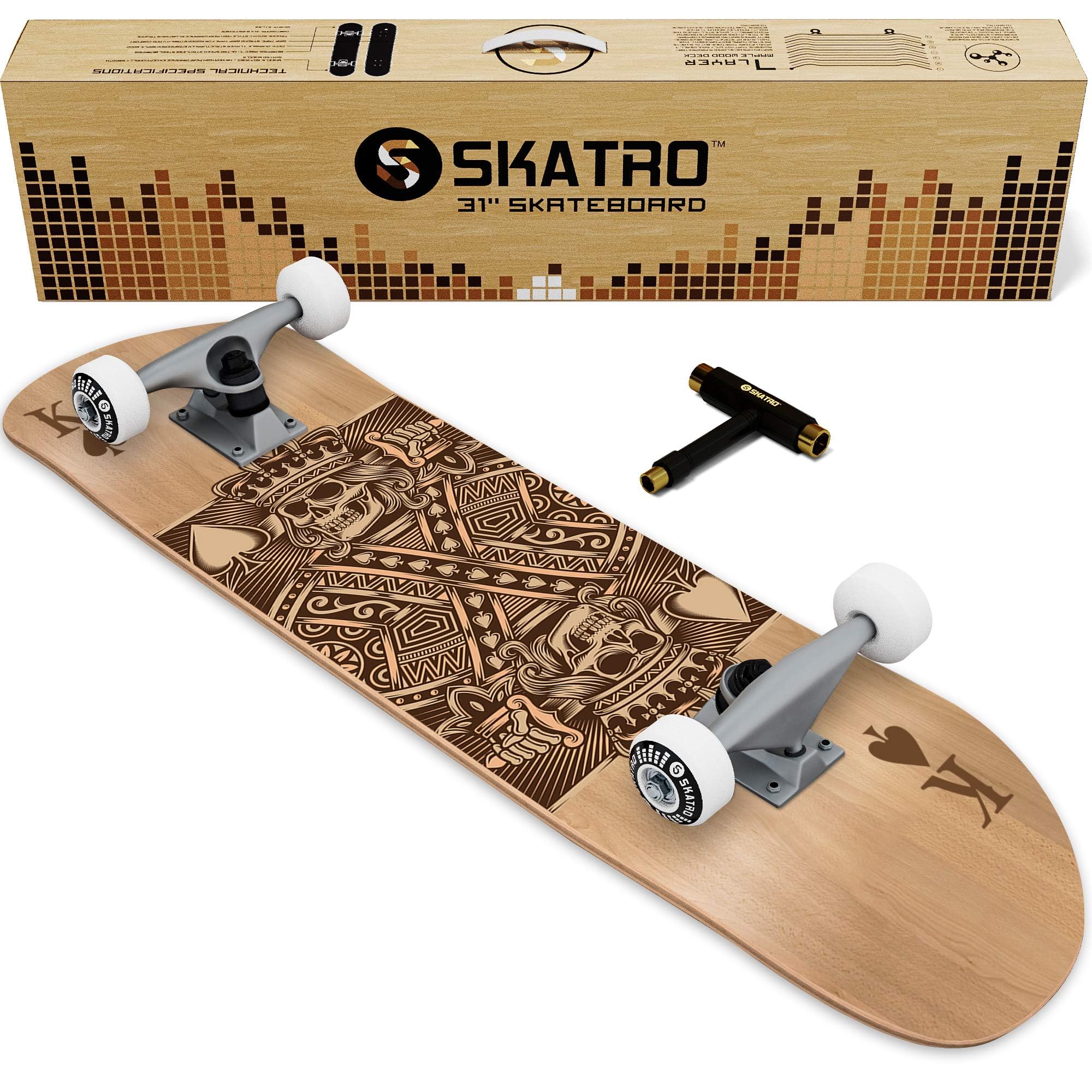 SKATRO Pro 31 Inch Complete Skateboard for Adults, Kids, Beginners - Perfect for Commuting, Tricks & Street Skating