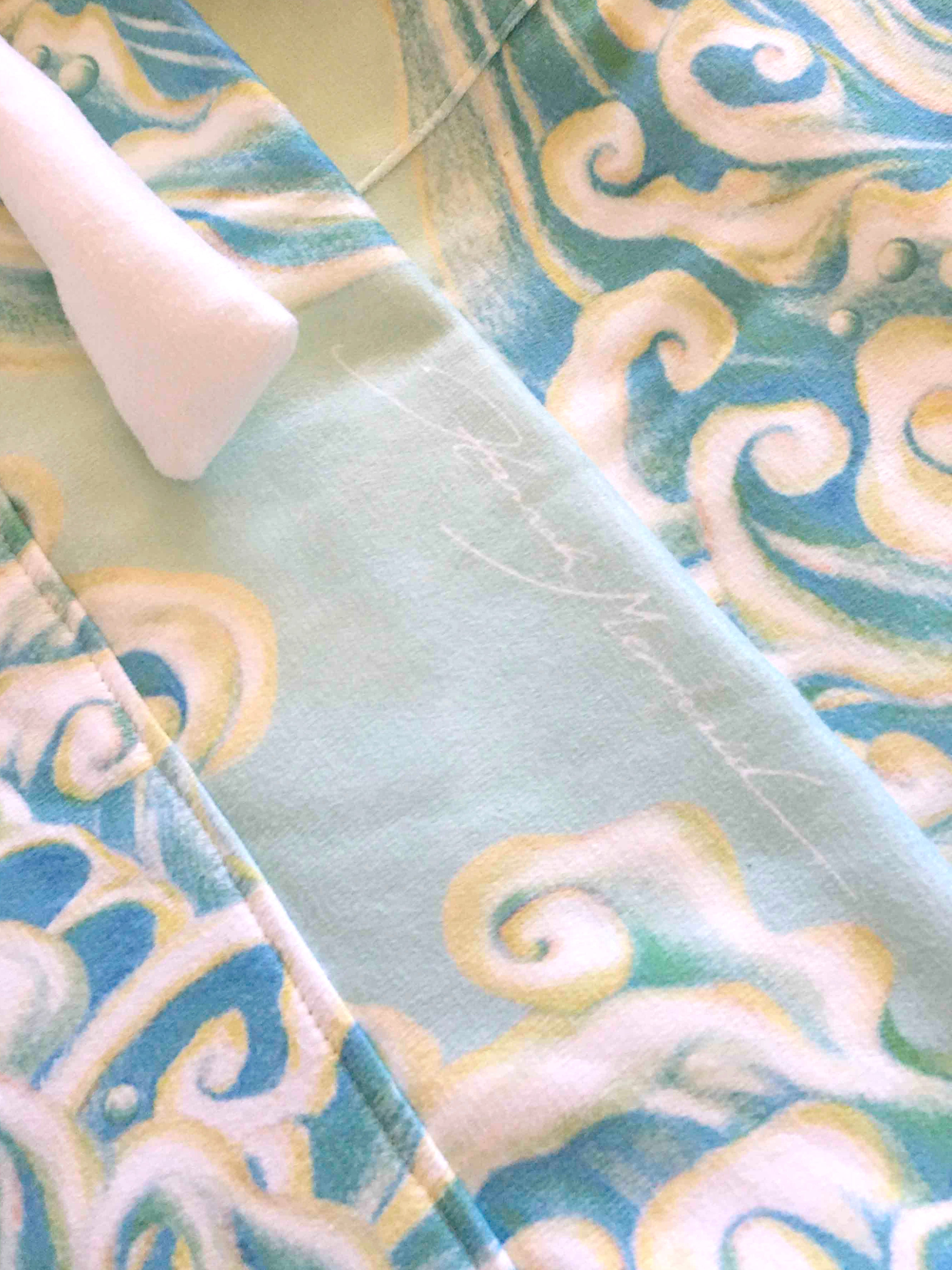 Hannah Mermaid Golden Wave Luxury Terry Robe for Women - Soft Bathrobe with Pockets - Perfect for Spa, Beach Cover-Up, and Relaxing at Home