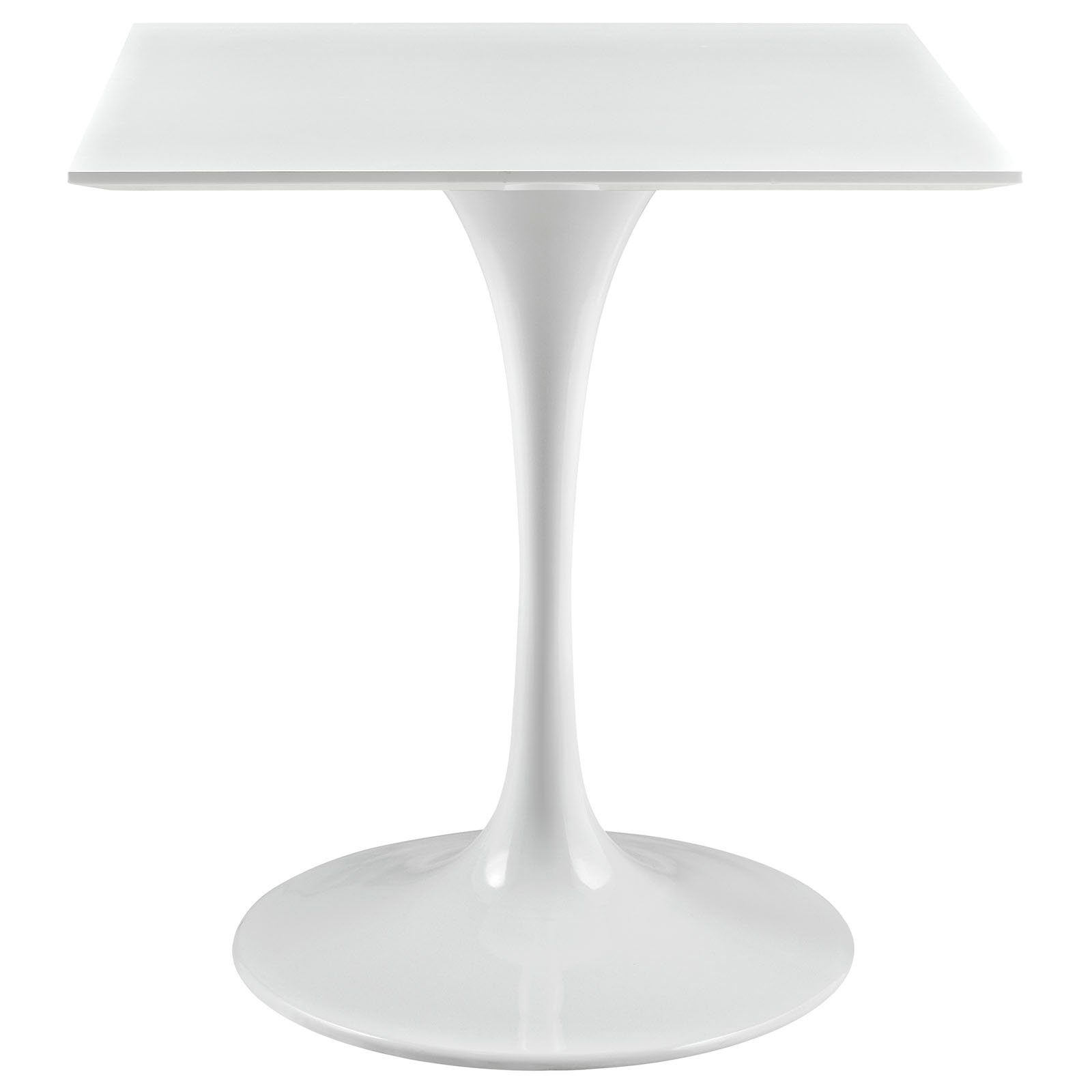 Saarinen Tulip Style 28 Inch Square White Dining Table - Modern Minimalist Kitchen & Dining Room Furniture for Small Spaces