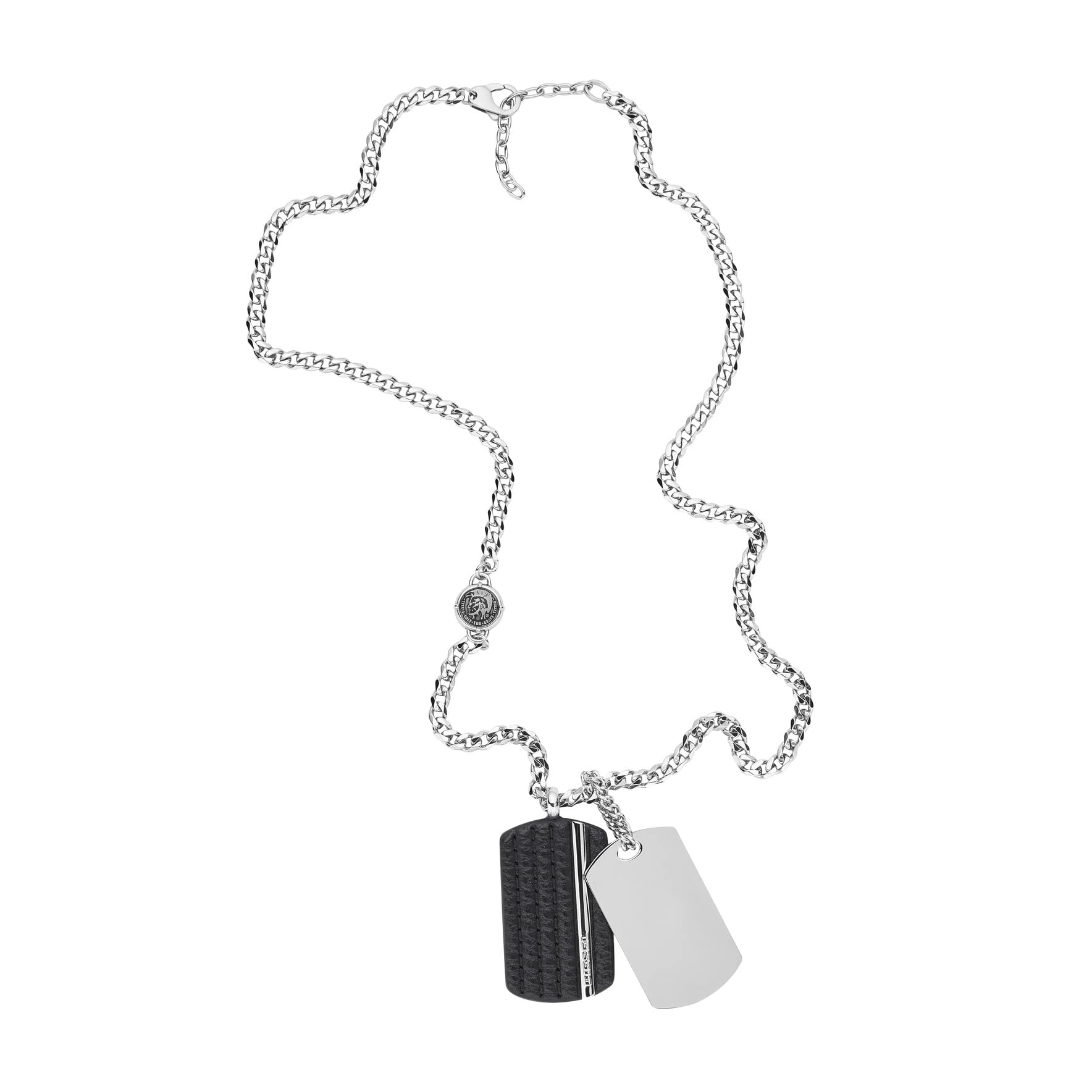 Diesel Men's Stainless Steel Dog Tag Pendant Necklace - Trendy Military Style Jewelry for Everyday Wear & Gifts | Perfect for Casual Outfits, Parties, and Special Occasions