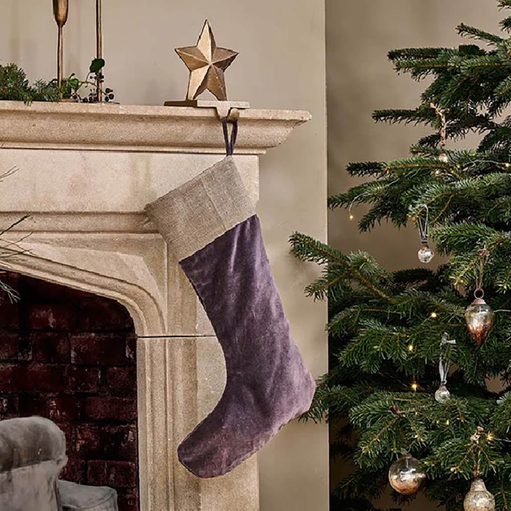 Soft Cotton Velvet Christmas Stocking for Holiday Decor - Perfect for Fireplace Mantel, Gift Giving & Festive Home Decor