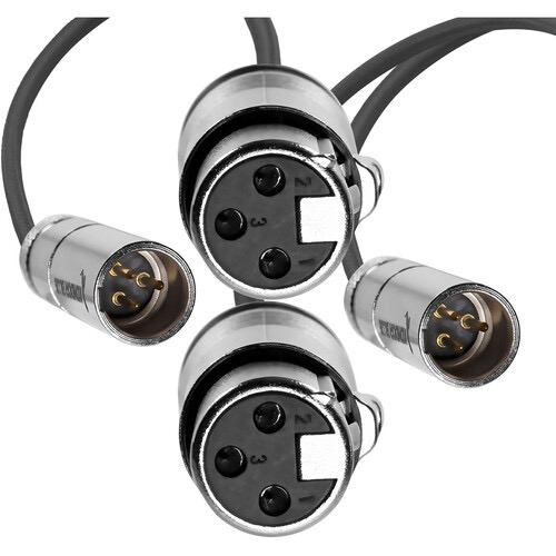 Kondor Blue Mini XLR Male to XLR Female Audio Cable - 2 Pack Black - Compatible with Canon C70 & BMPCC 6K/4K Cameras - Professional Studio & Field Recording Accessory