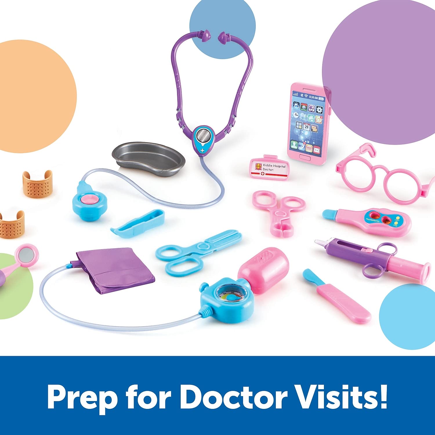 Learning Resources Pretend & Play Doctor Kit - 19 Piece Medical Toy Set for Kids Ages 3+, Pink Doctor Costume with Stethoscope & Medical Tools, Toddler Social Emotional Learning Toys for Role Play & STEM Education