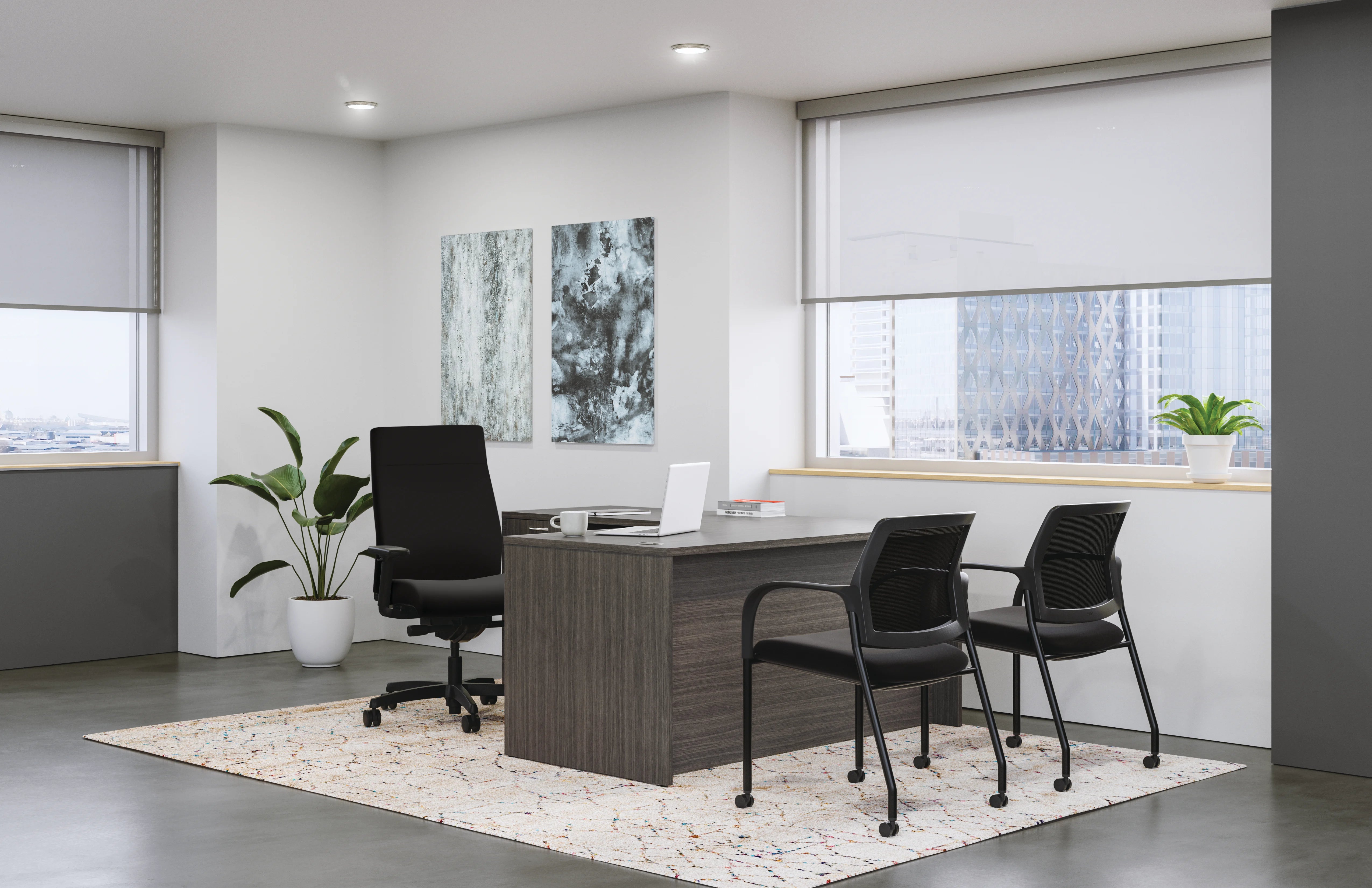 HON Ignition Upholstered Mid Back Office Chair - Ergonomic Mesh Task Chair with Adjustable Lumbar Support for Home & Office Workspace - Perfect for Long Hours of Computer Work and Video Conferencing