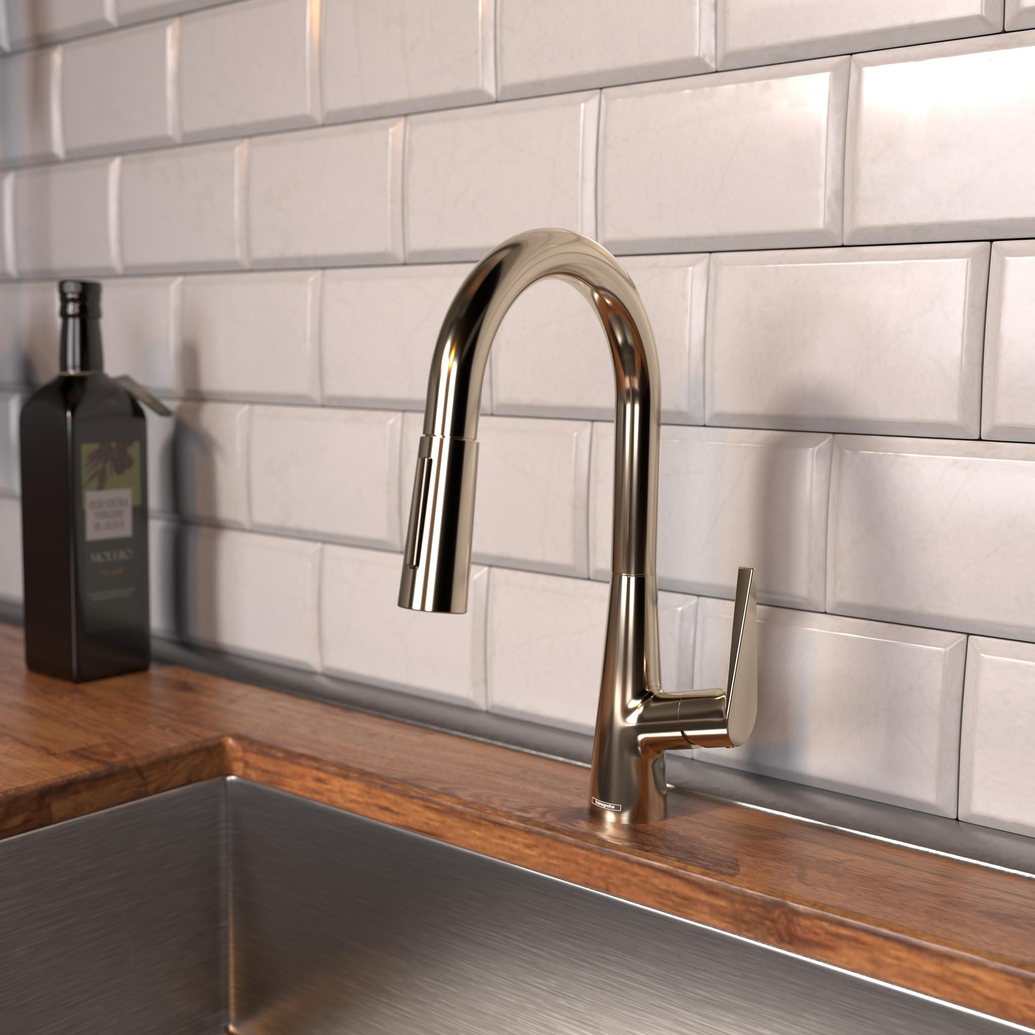 Hansgrohe Talis S Brushed Nickel Kitchen Faucet with Pull Down Sprayer - Perfect for Modern Kitchens