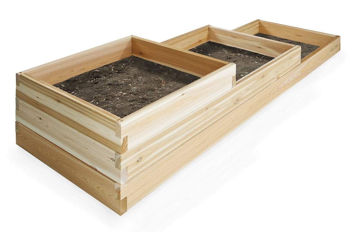 6ft. 3-Tier Cedar Raised Garden Bed Planter Box - Outdoor Gardening, Patio, Backyard & Balcony Planting Solution
