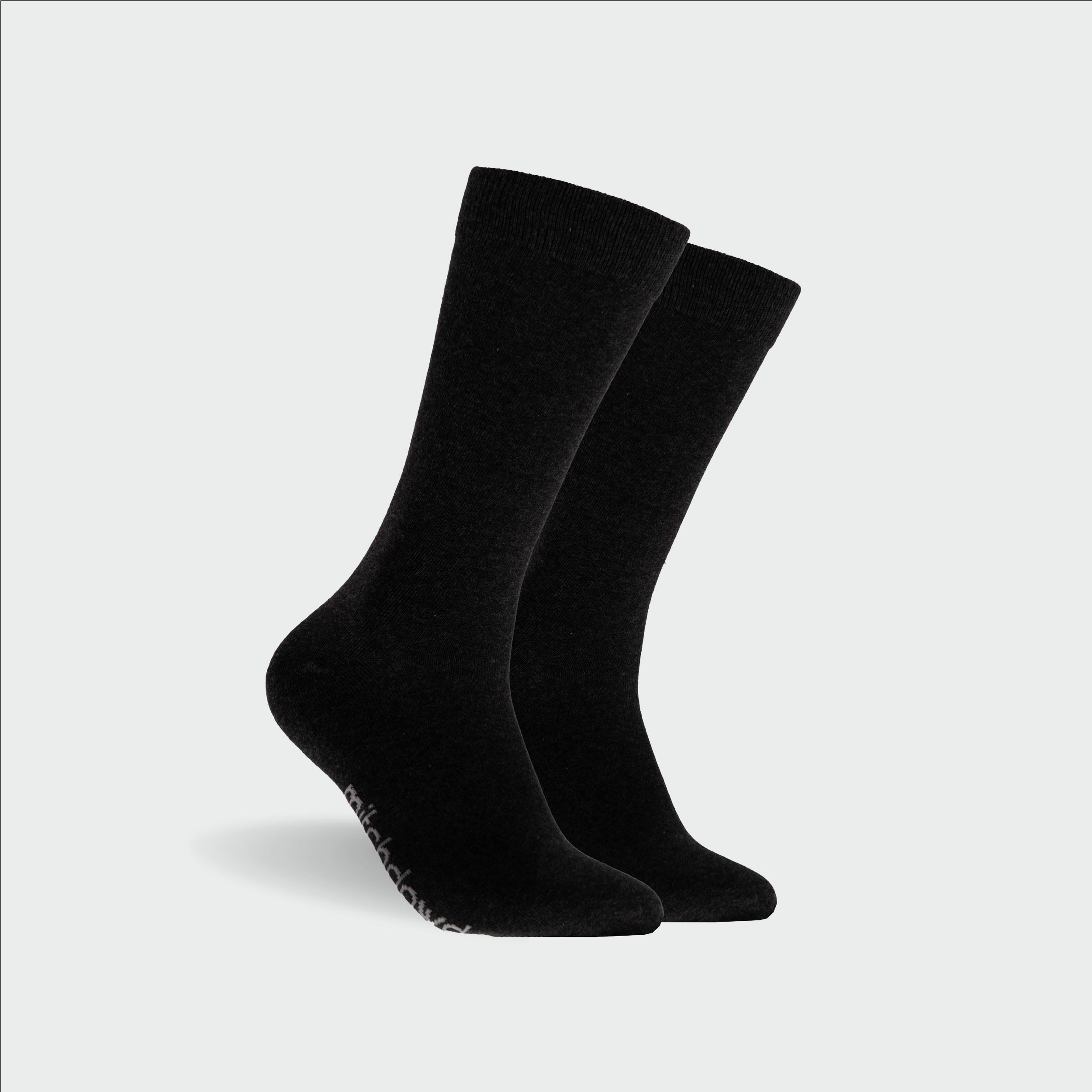 Men's Plain Cotton Crew Socks 5-Pack Black - Soft Breathable Everyday Socks for Work, Gym & Casual Wear