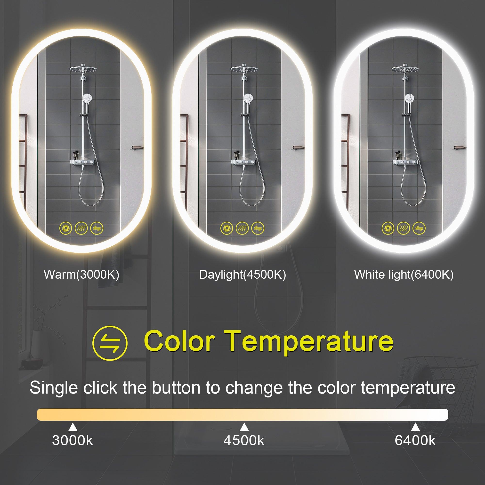 BrightView Oval Frameless LED Anti-Fog Dimmable Bathroom Vanity Mirror - Perfect for Makeup, Shaving & Home Decor