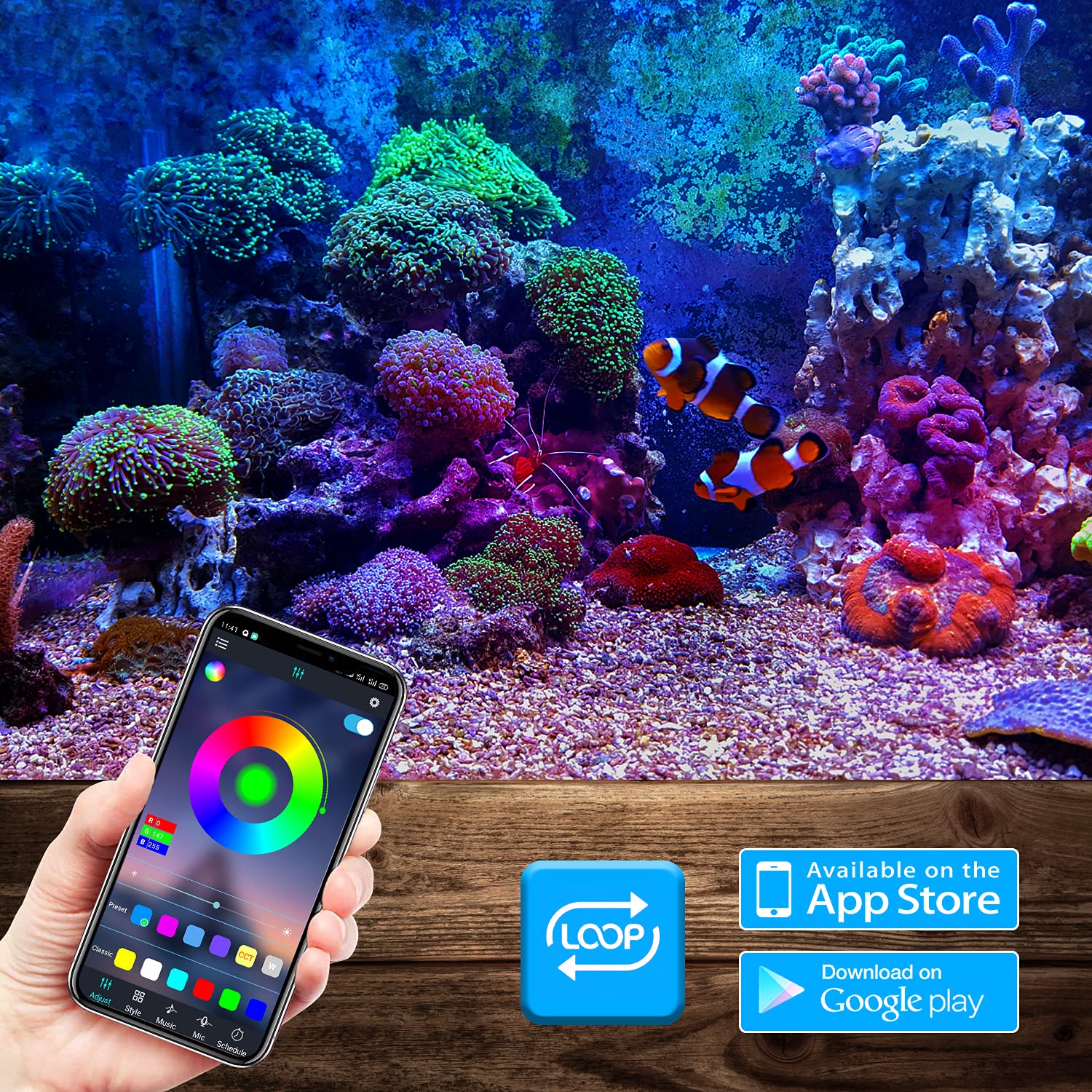GreenSun Submersible LED Aquarium Light - 7 Inch Waterproof Fish Tank Light with APP Control for Freshwater & Saltwater Tanks | Perfect for Coral Growth, Planted Tanks & Night Viewing
