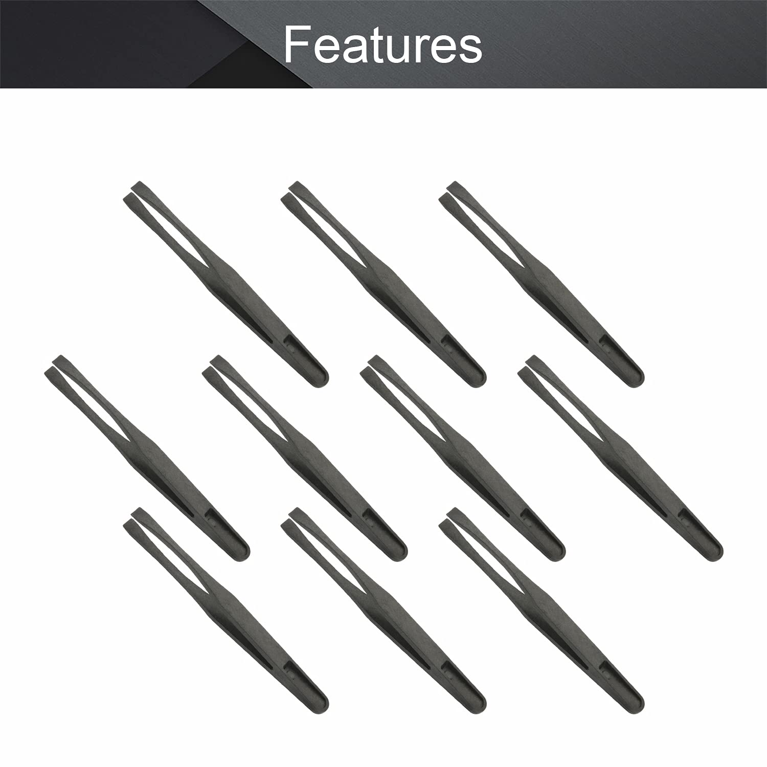 Utoolmart Anti-Static Plastic Tweezers - 10pcs Precision Slant Flat Tip Tweezers Set for Jewelry Making, Electronics Repair, DIY Crafts & Beauty Applications | ESD Safe Tools for Watch Repair, PCB Work & Nail Art