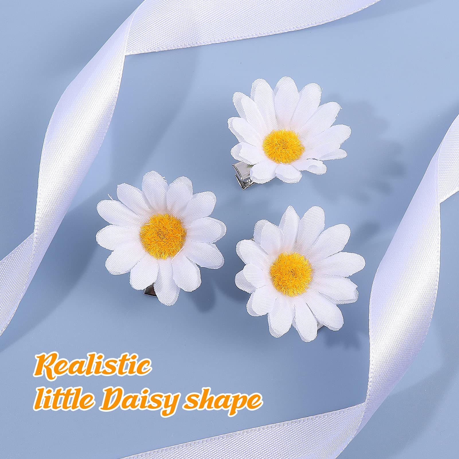 Lurrose Daisy Flower Hair Clips - 10Pcs Sweet Alligator Hair Clips for Women & Girls - Floral Hair Barrettes for Beach, Wedding, Party & Everyday Use
