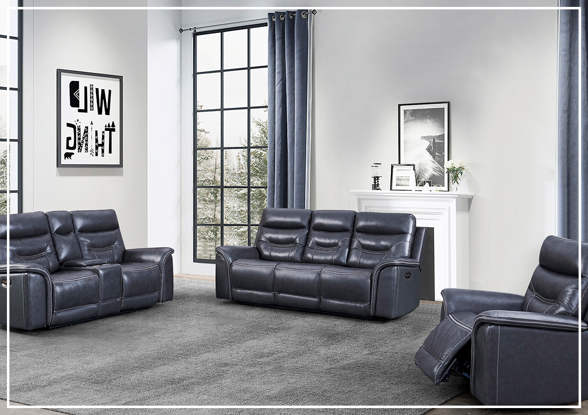 Gio Italia Baldwin Power Reclining Leather 3-Seater Sofa - Modern Living Room Furniture for Home Theater & Family Relaxation