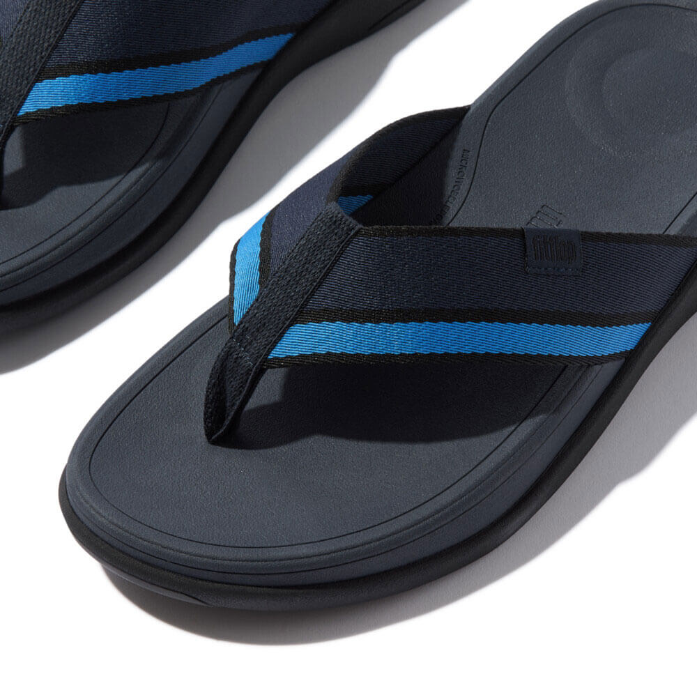 FitFlop Men's F-Mode Go Tonal Webbing Sandals - Comfortable Walking Shoes for Men, Navy Blue & Black | Perfect for Beach, Pool & Summer Outdoor Activities