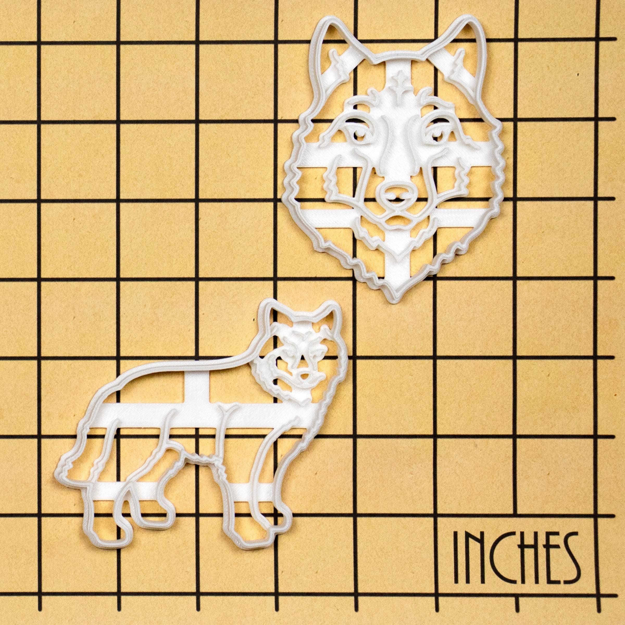 Premium Set of 2 Wolf Cookie Cutters - Face & Body Designs for Baking | Stainless Steel Wolf-Shaped Cookie Molds | Perfect for Halloween, Animal Theme Parties & DIY Cookie Decorating