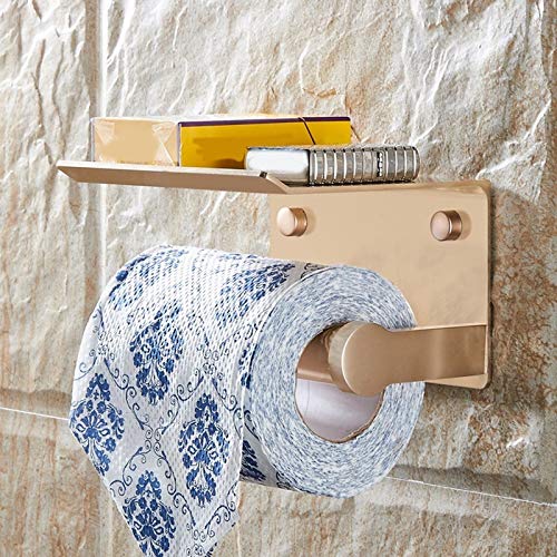 Sturdy Wall Mounted Toilet Paper Holder with Shelf - Space Saving Bathroom Organizer for Toilet Rolls, Smartphones & Paper Towels - Modern Silver Finish - Perfect for Small Bathrooms, Apartments & RVs