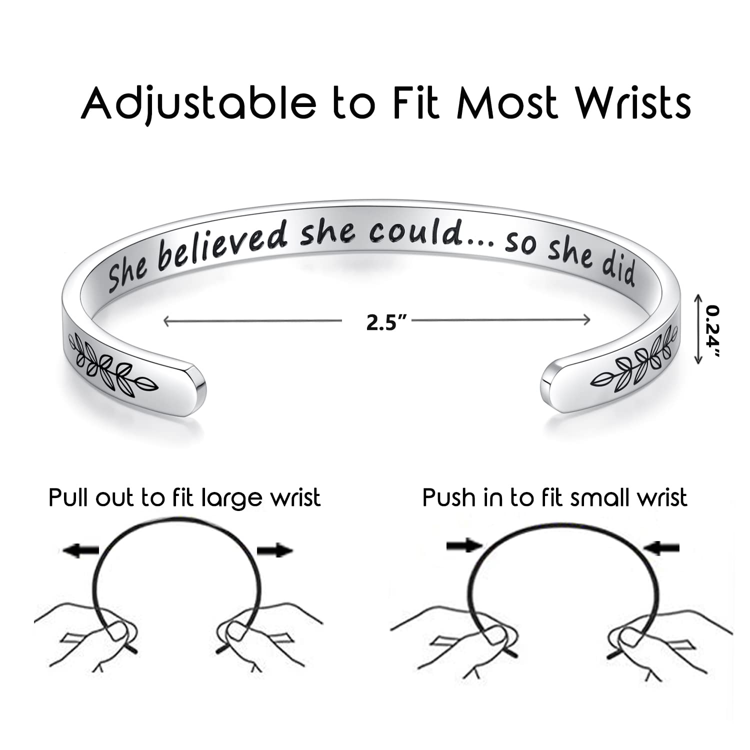Personalized TONY & SANDY Cuff Bracelets for Women & Teen Girls - Best Friend Sister Mom Daughter Gift - Engravable Birthday Mother's Day Christmas Jewelry - Perfect for Everyday Wear, Special Occasions & Gifting