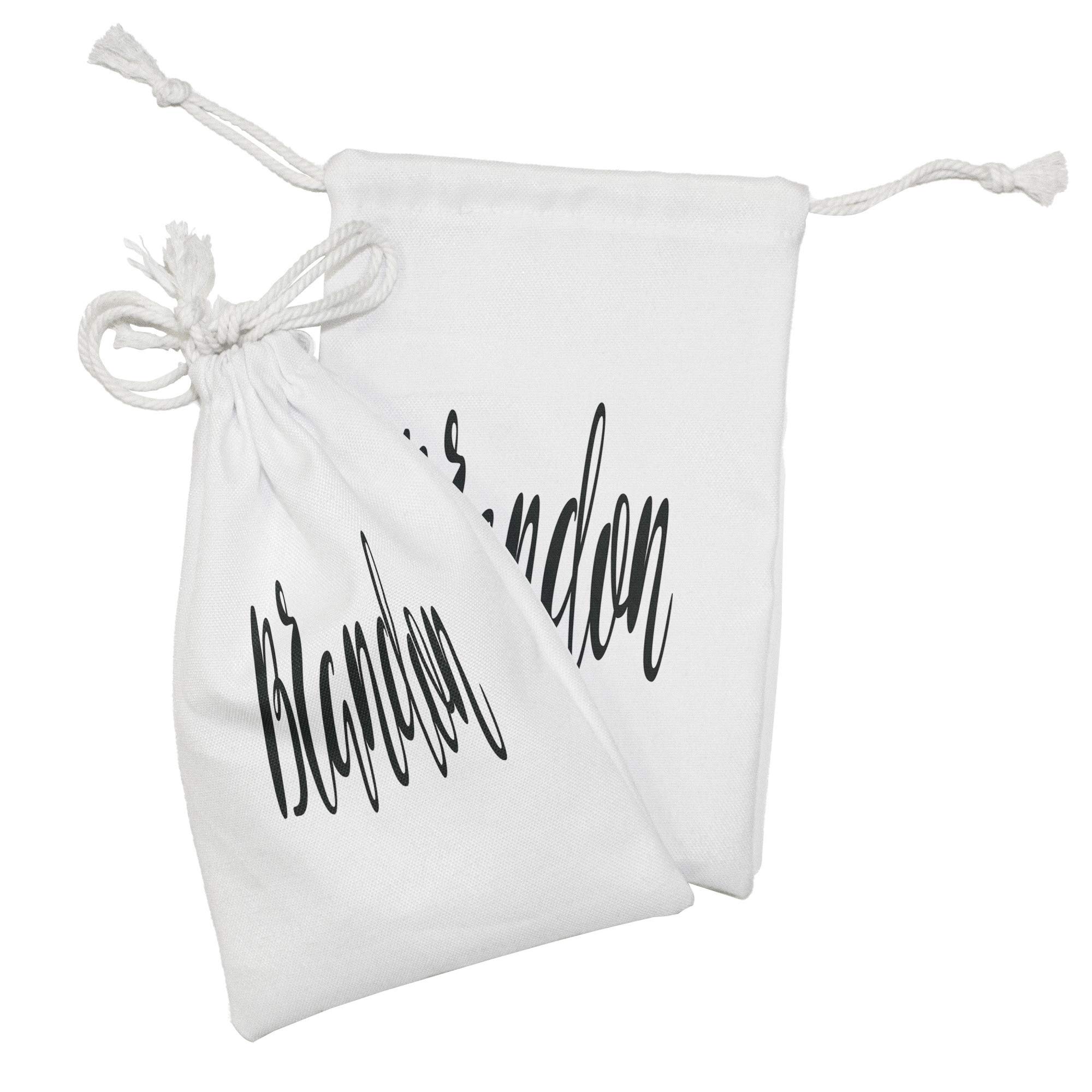 Ambesonne Brandon Fabric Pouch Set of 2 - Monochrome Cursive Letter Drawstring Bags (9