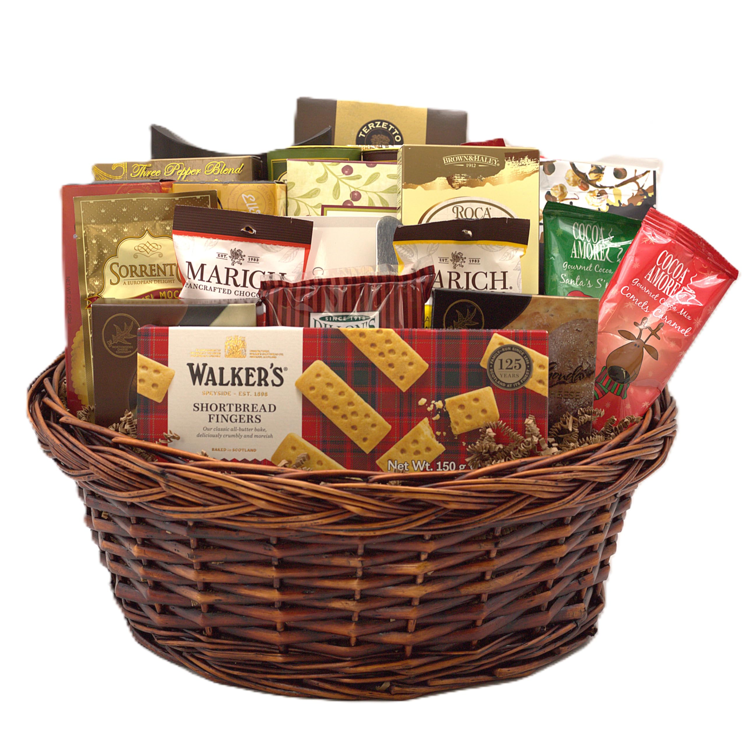 Premium Christmas Gift Basket - Gourmet Holiday Assortment with Wafers, Crackers, Cheese, Sausages & Chocolates | Handcrafted in USA | Perfect for Office Parties, Family Gatherings & Corporate Gifts