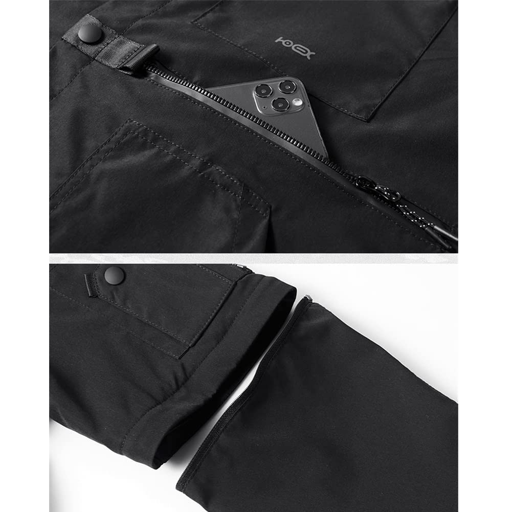 Black Cargo Shirt for Men - Long Sleeve Tactical Shirt with Removable Sleeves | Hip Hop Streetwear & Techwear Style | Perfect for Outdoor Adventures, Urban Fashion & Military Inspired Looks