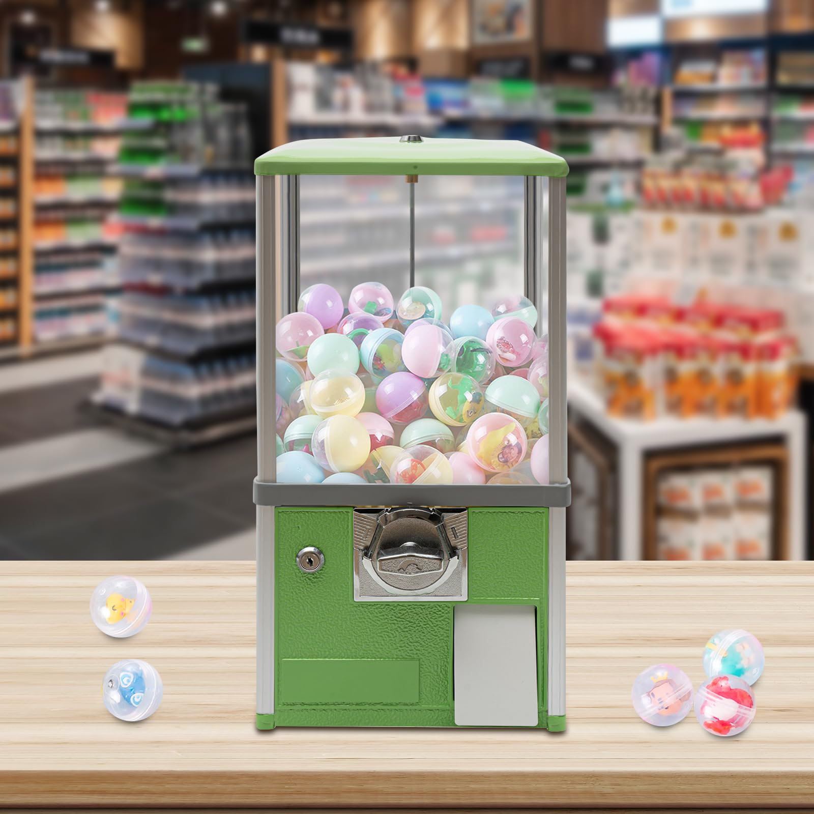 Big Bubble Gumball Vending Machine - 25 Cent Coin Operated Candy Dispenser with 1.77