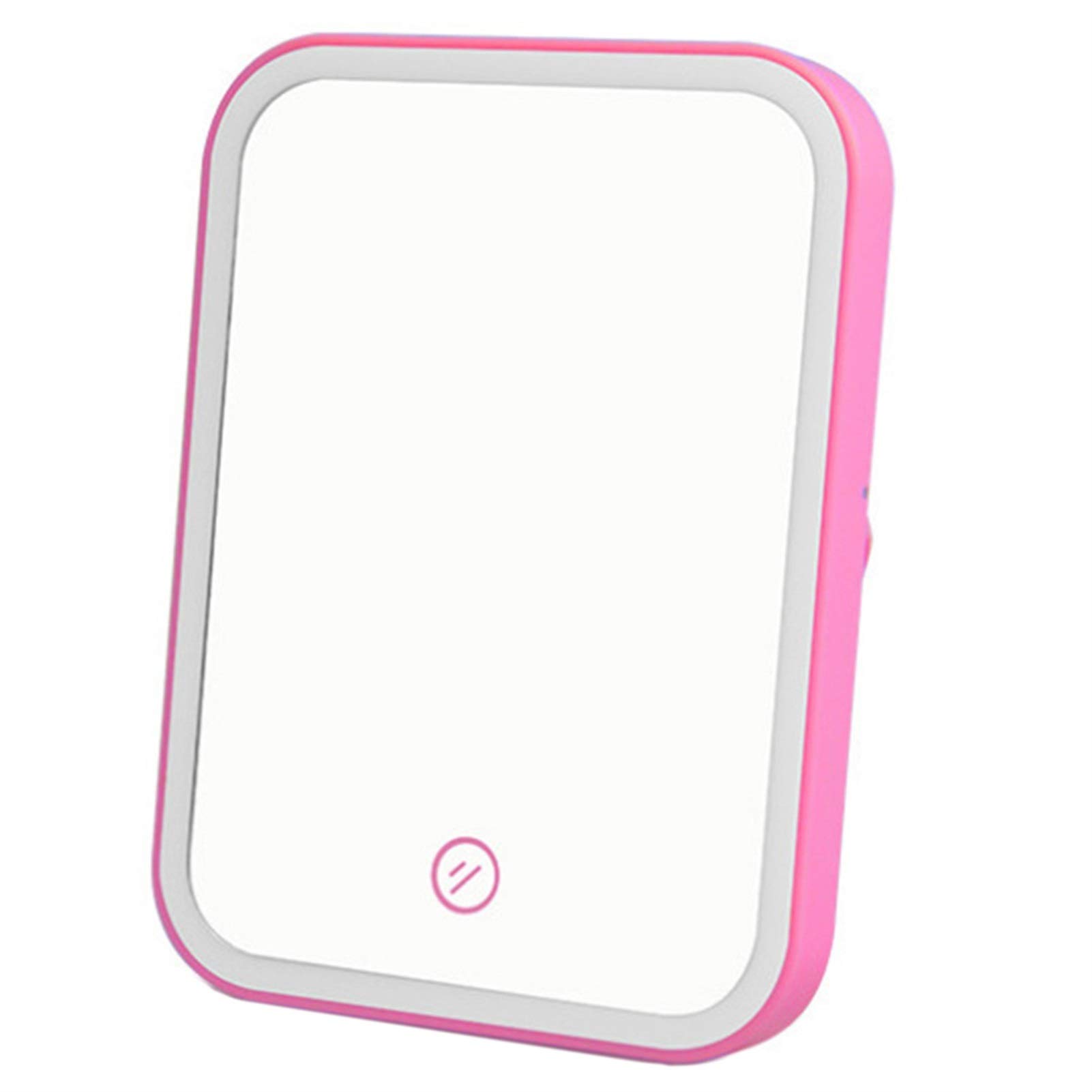 Portable LED Makeup Mirror with Touch Dimmer - Pink for Vanity & Travel