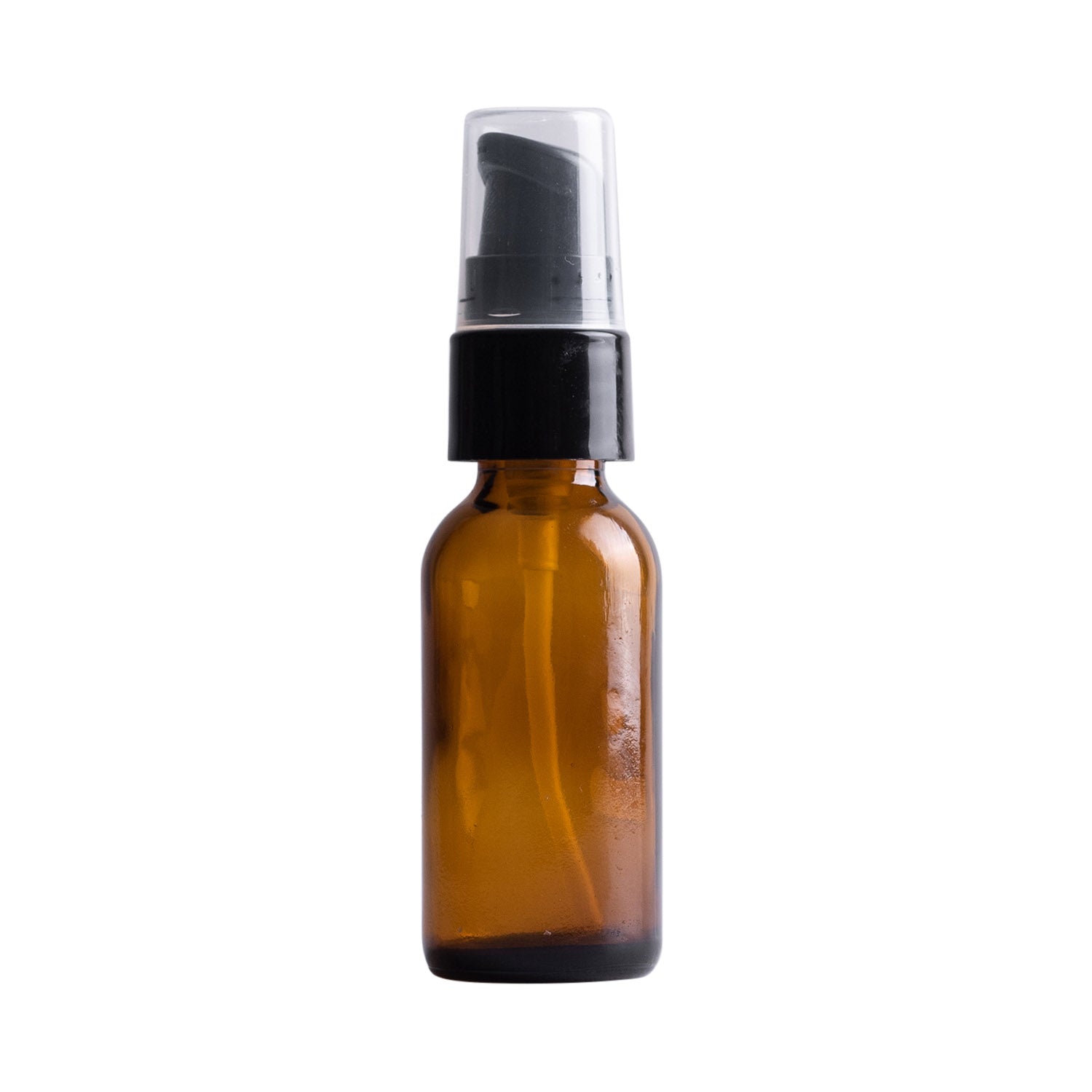 Amber Glass Bottle with Black Treatment Pump - Essential Oil Dispenser for Aromatherapy, Skincare & DIY Beauty Products - Perfect for Home, Spa & Travel Use