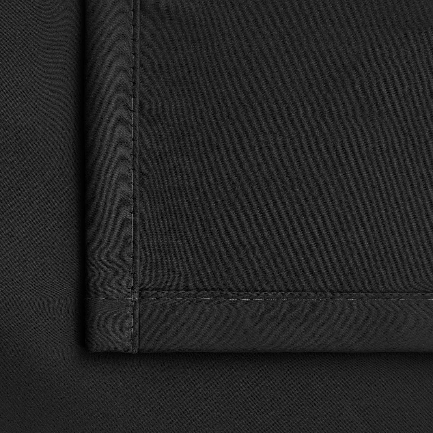 Black Thermal Insulated Window Curtains 55x98 Inches - Super Soft Light Reflecting Drapes for Bedroom & Living Room - Energy Efficient Room Darkening Window Treatment for Home Decor