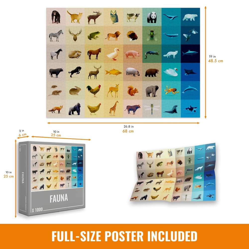 Fauna 1000 Piece Jigsaw Puzzle - Challenging Animal-Themed Puzzle for Adults & Families | Perfect for Game Nights, Stress Relief & Home Decor