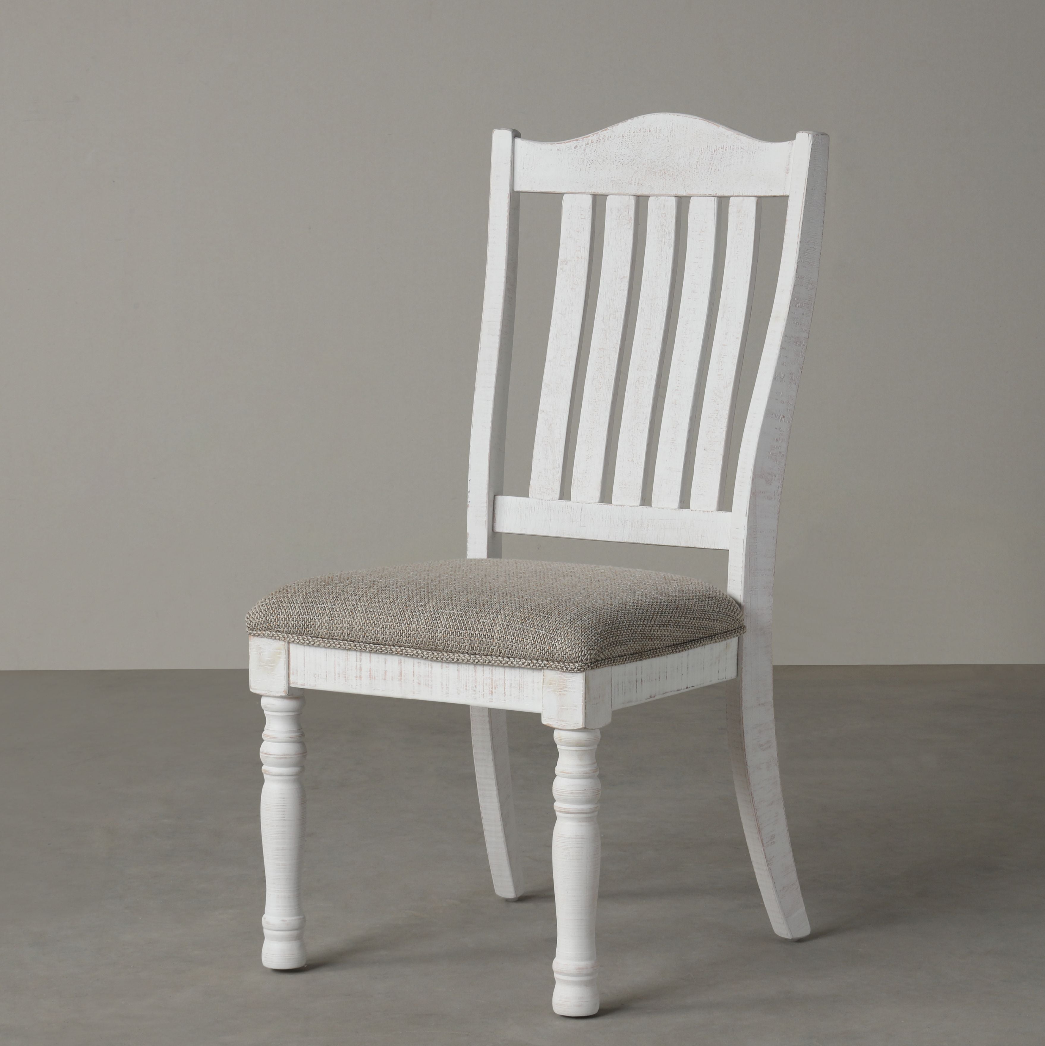 Roundhill Furniture Ebret Farmhouse Two-Tone Distressed Wood Dining Chairs - Brown & White Set of 2 - Rustic Kitchen & Dining Room Decor for Farmhouse Style Homes