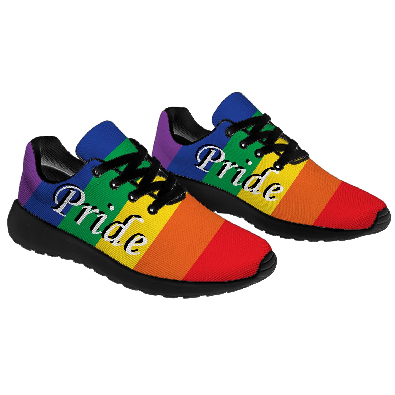 **Unisex Pride Running Shoes - LGBT Rainbow Sneakers for Men & Women - Comfortable Walking & Tennis Shoes - Size 8.5 Men/10 Women - Black - Perfect for Pride Parades, Gym Workouts & Casual Wear**