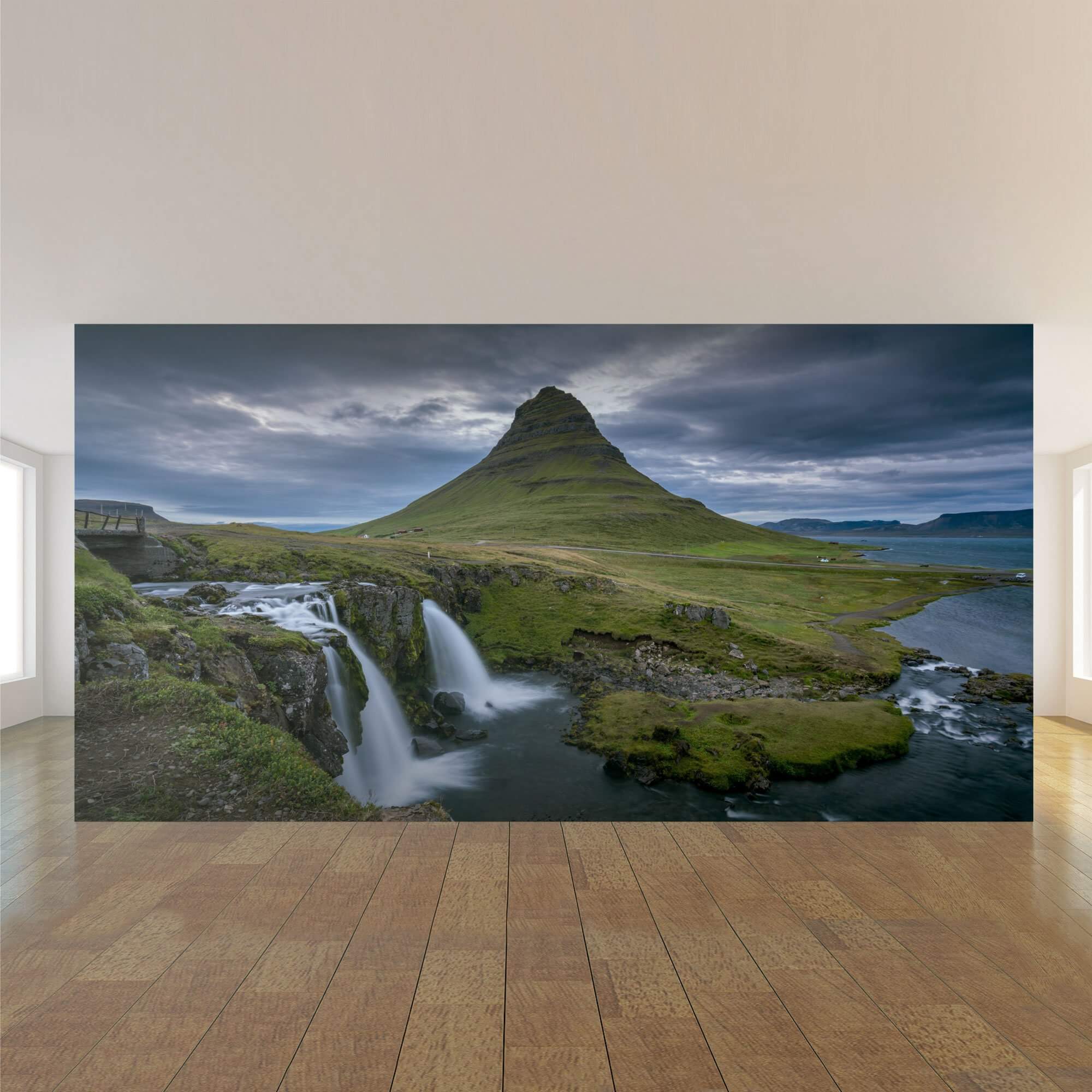 Green and Blue Waterfall Landscape Peel and Stick Removable Wallpaper Mural - 78