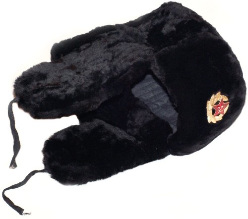 Authentic Black Sheepskin Ushanka Hat with Soviet Red Star Insignia - Vintage Russian Winter Hat for Cold Weather, Outdoor Activities & Cosplay