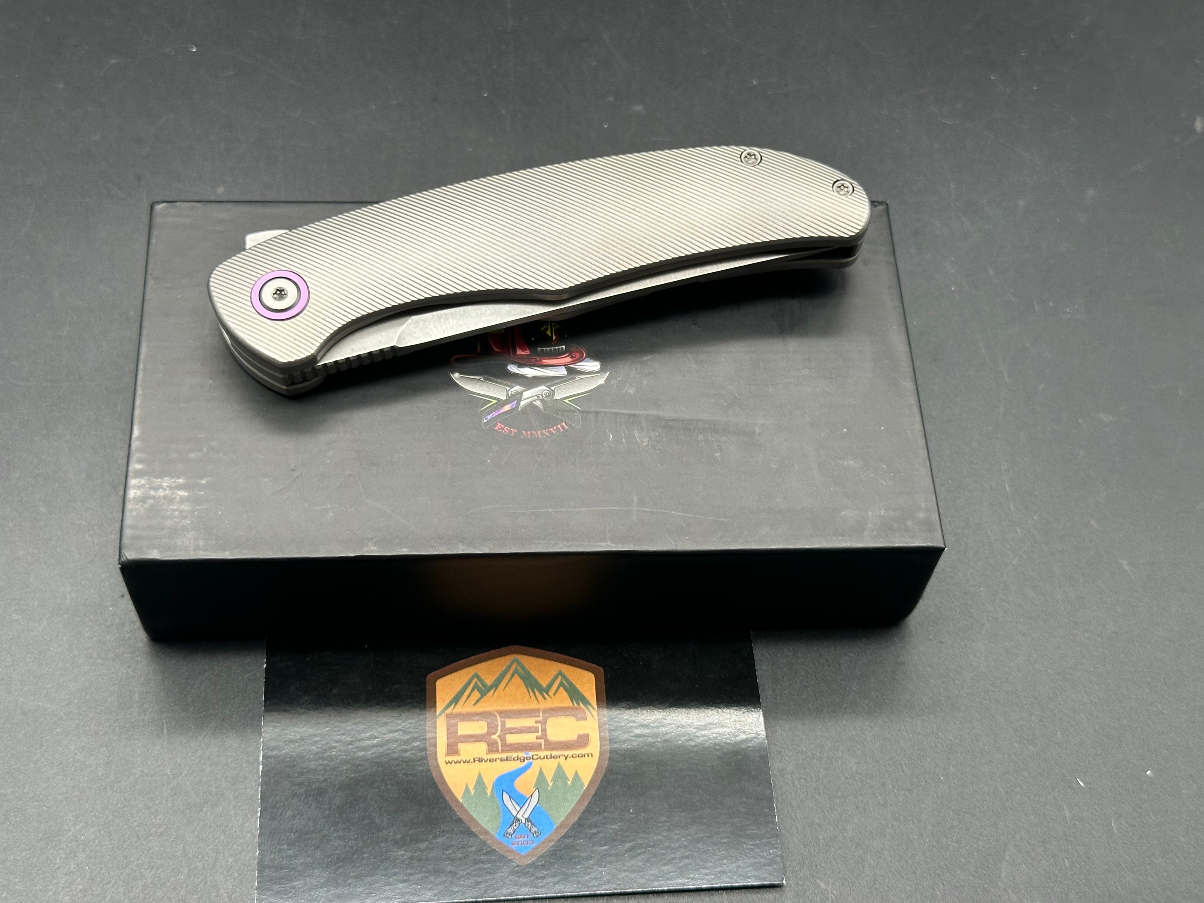 Premium A Purvis Xerx Folding Knife - 20CV Stonewash Blade & Titanium Handle for EDC, Outdoor Adventures & Survival Gear