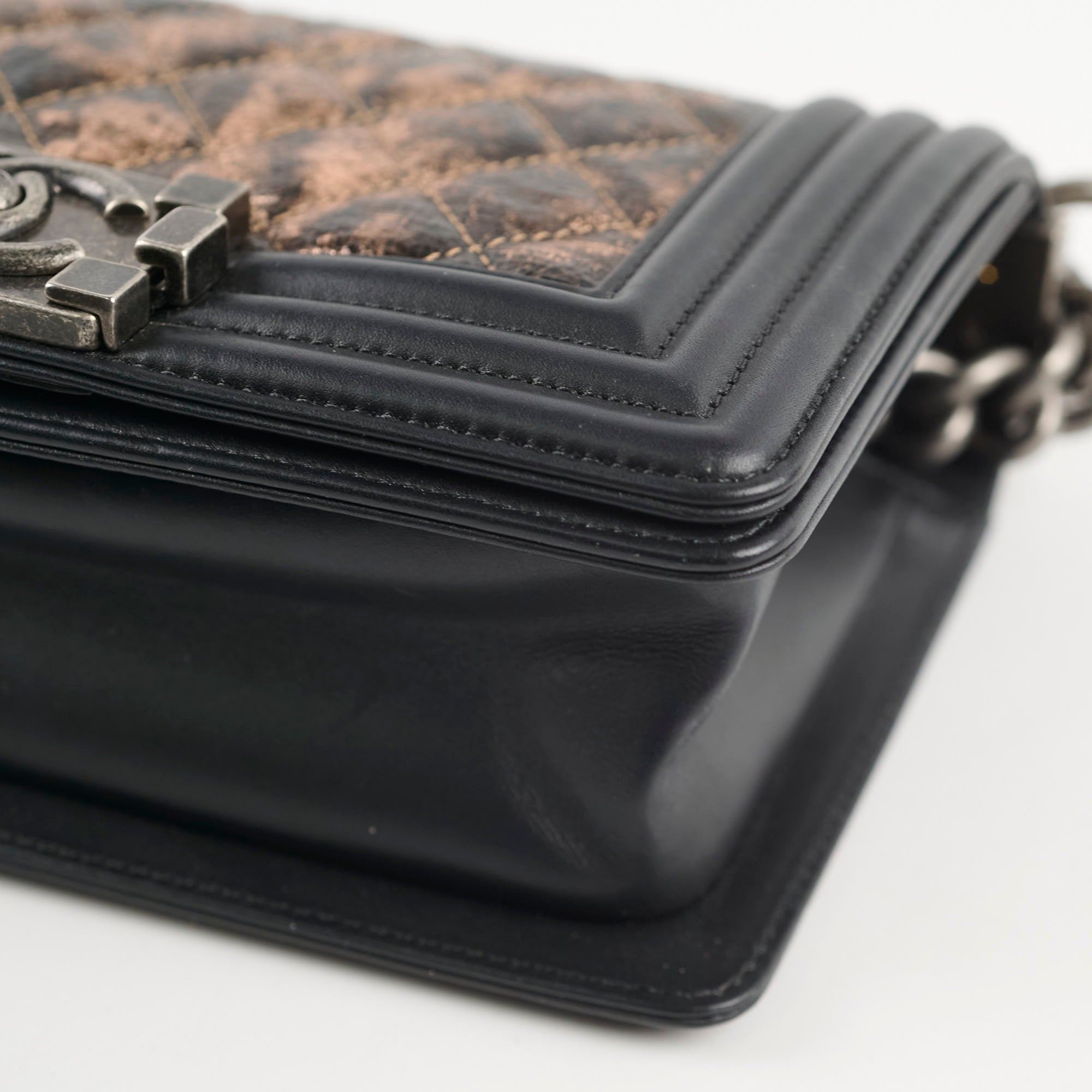 Chanel Boy Small Lambskin Leather Handbag in Black/Bronze Metallic - Luxury Crossbody Bag for Women, Perfect for Evening Events & Date Nights