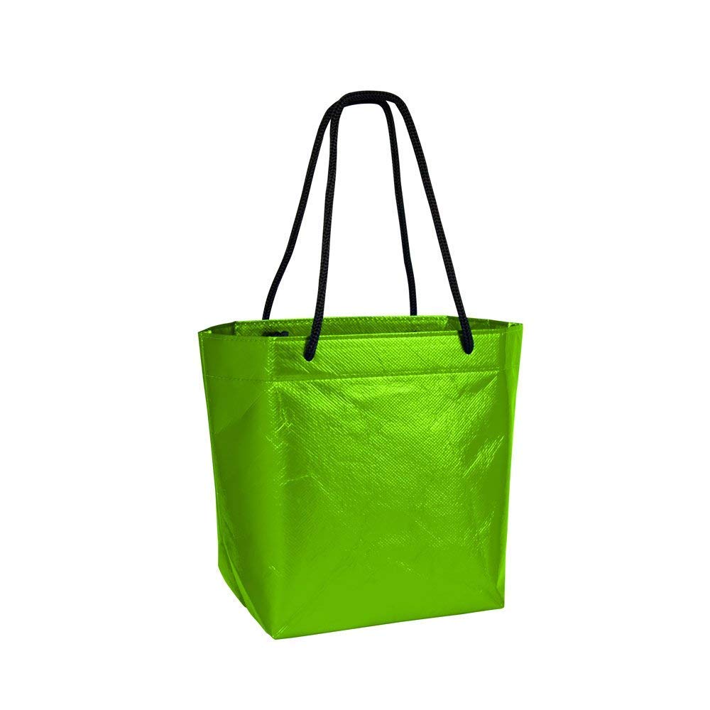Eco-Friendly Non-Woven Reusable Tote Gift Bags for Jewelry - Durable Carry Handles - Perfect for Birthdays, Weddings, Parties & Events - Set of 5 Green Bags - Great for Gift Wrapping, Shopping & Storage