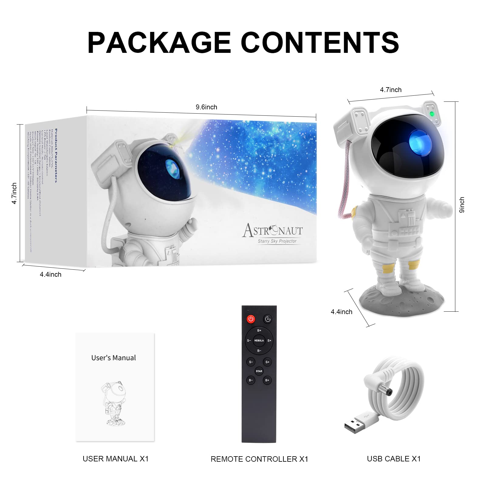 LUXONIC Astronaut Star Projector Galaxy Light for Kids - Remote Control & Timer, 360° Nebula Night Light for Bedroom, Gaming Room, Home Theater Decor - Perfect for Sleep Aid, Relaxation and Space Themed Parties