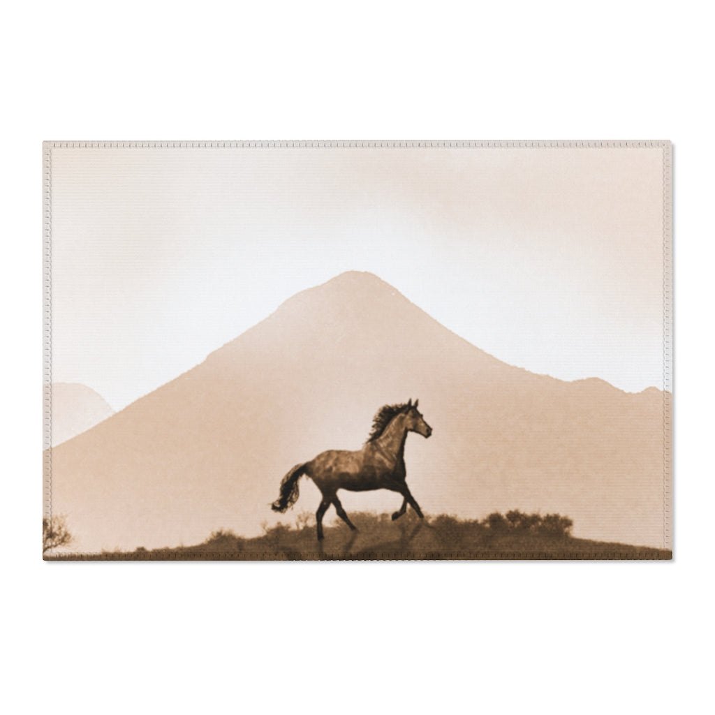 Western Horse Themed Rustic Area Rugs - Handmade Cowboy Decor for Living Room, Bedroom & Ranch Style Homes