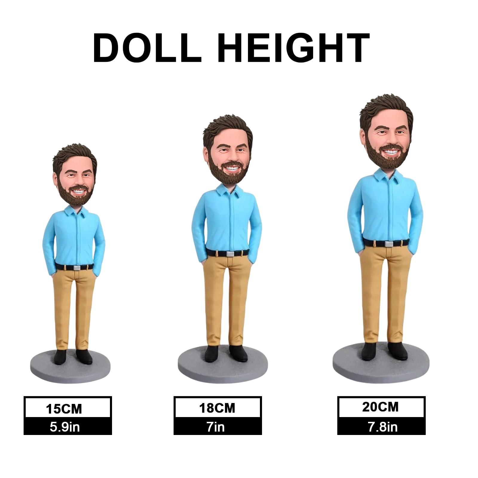 Custom Bobblehead Figurine - Personalized Handmade Clay Sculpture from Photo - Funny Gifts for Dad, Men's Birthday - Fully Customizable Blue Suit Doll - Unique Gag Gift for Father's Day, Retirement, Office Decor & Collectibles
