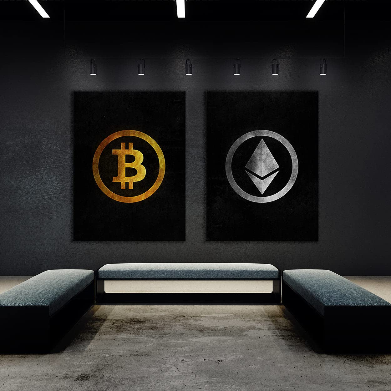 Crypto Canvas Wall Art - Bitcoin & Blockchain Themed Modern Home Decor for Living Room, Office & Gamer Cave | Digital Currency Inspired Artwork