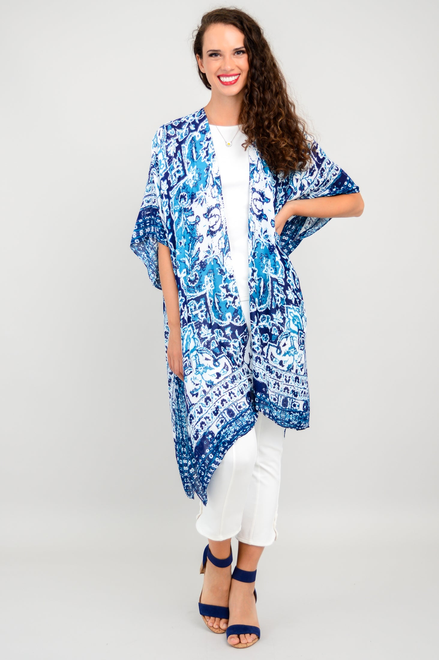 Darcy Teal Mandala Print One Size Scarf - Boho Chic Fashion Accessory for Women, Perfect for Yoga, Meditation, and Beach Outfits