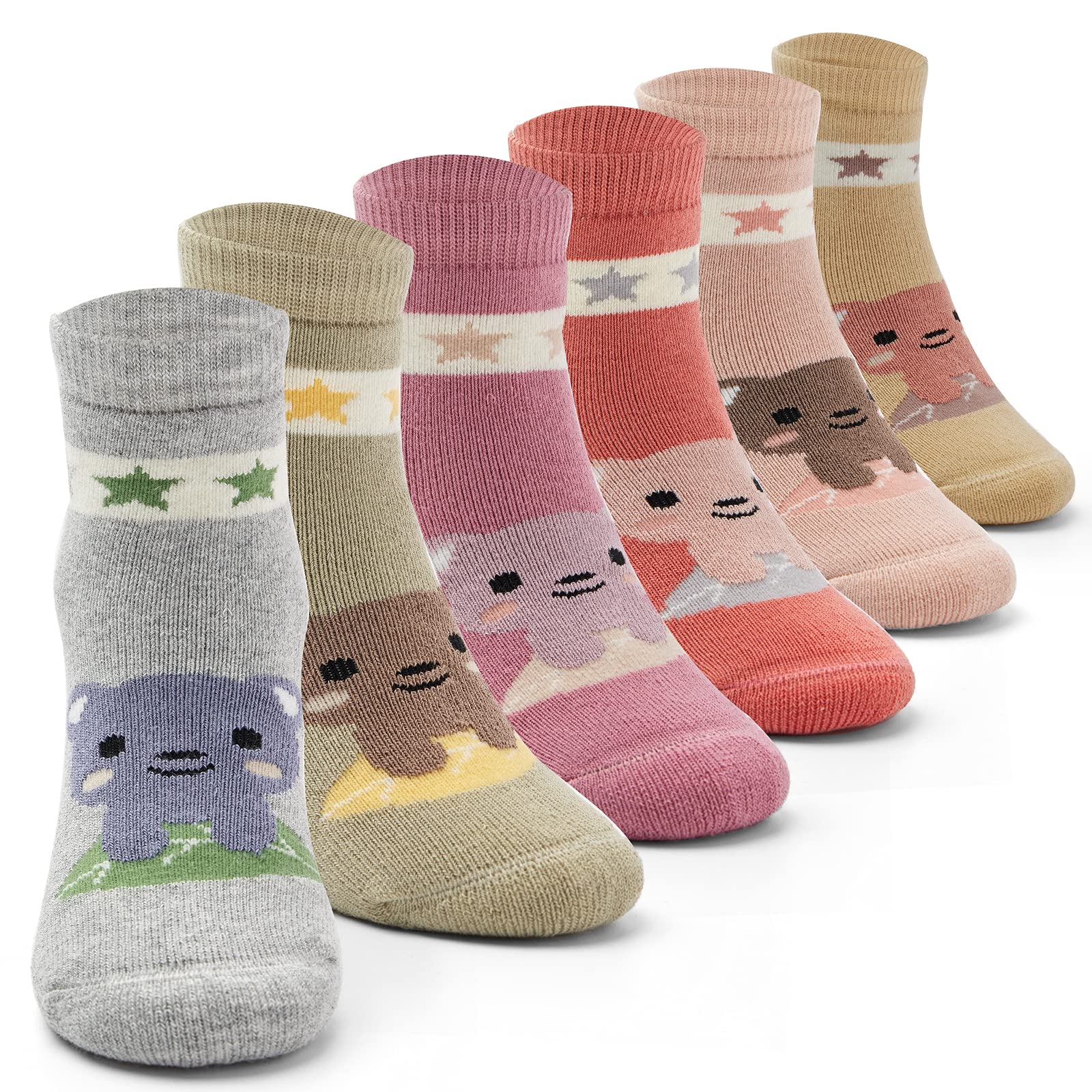 Warm Winter Socks for Boys - 6 Pack Thermal Crew Socks for Kids Outdoor Play
