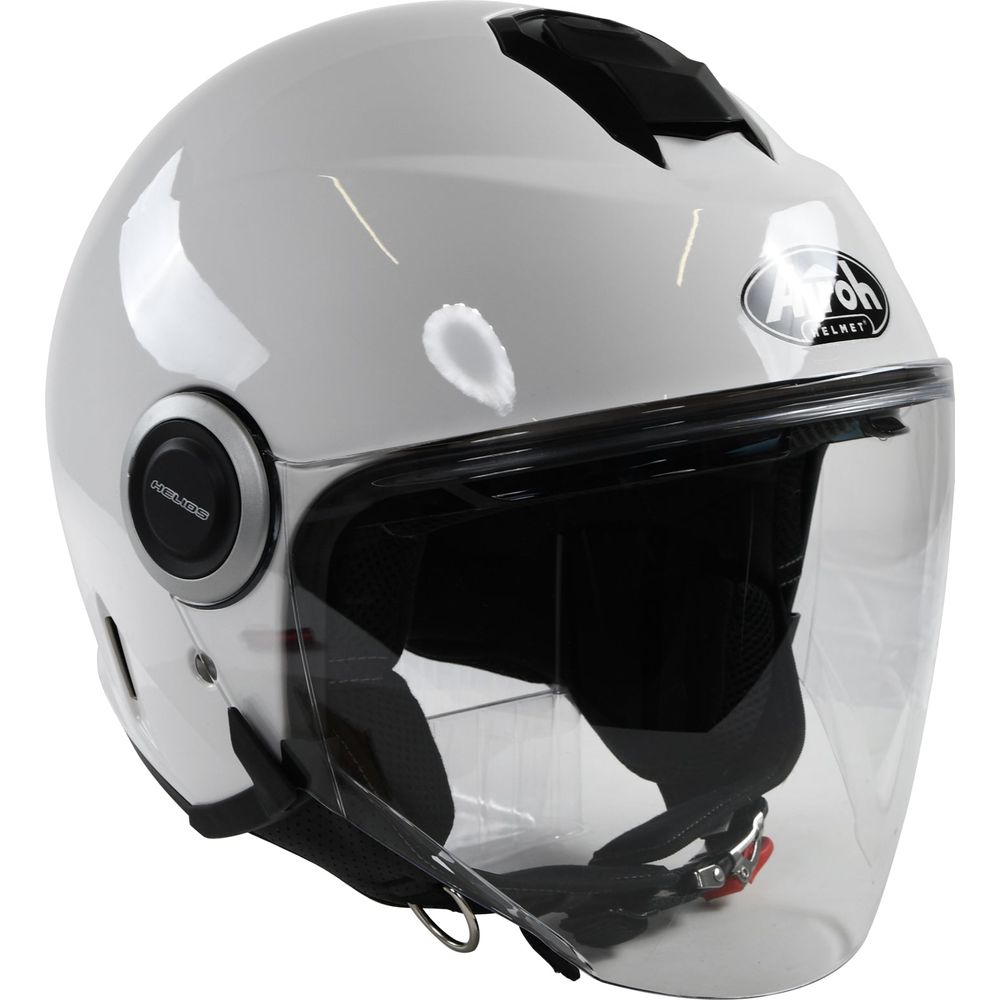Airoh Helios Jet Motorcycle Helmet Gloss White - Lightweight & DOT Approved for Street Riding & Urban Commuting