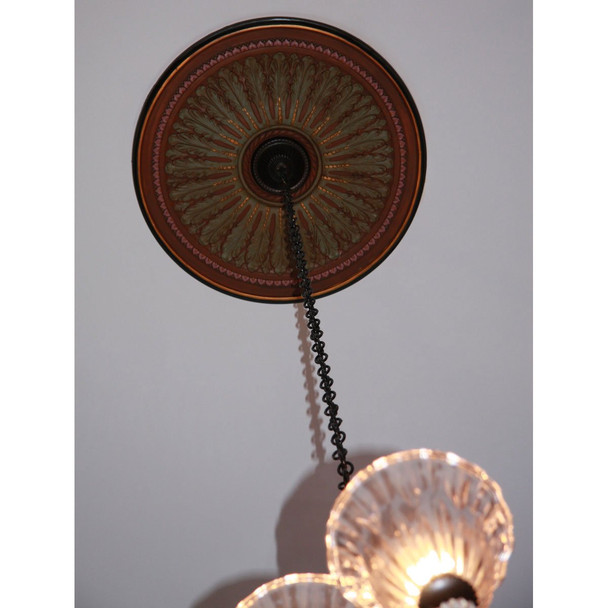 Ekena Millwork 29 Inch Oakleaf Ceiling Medallion - Hand-Painted Pot of Cream Design - 29 1/8