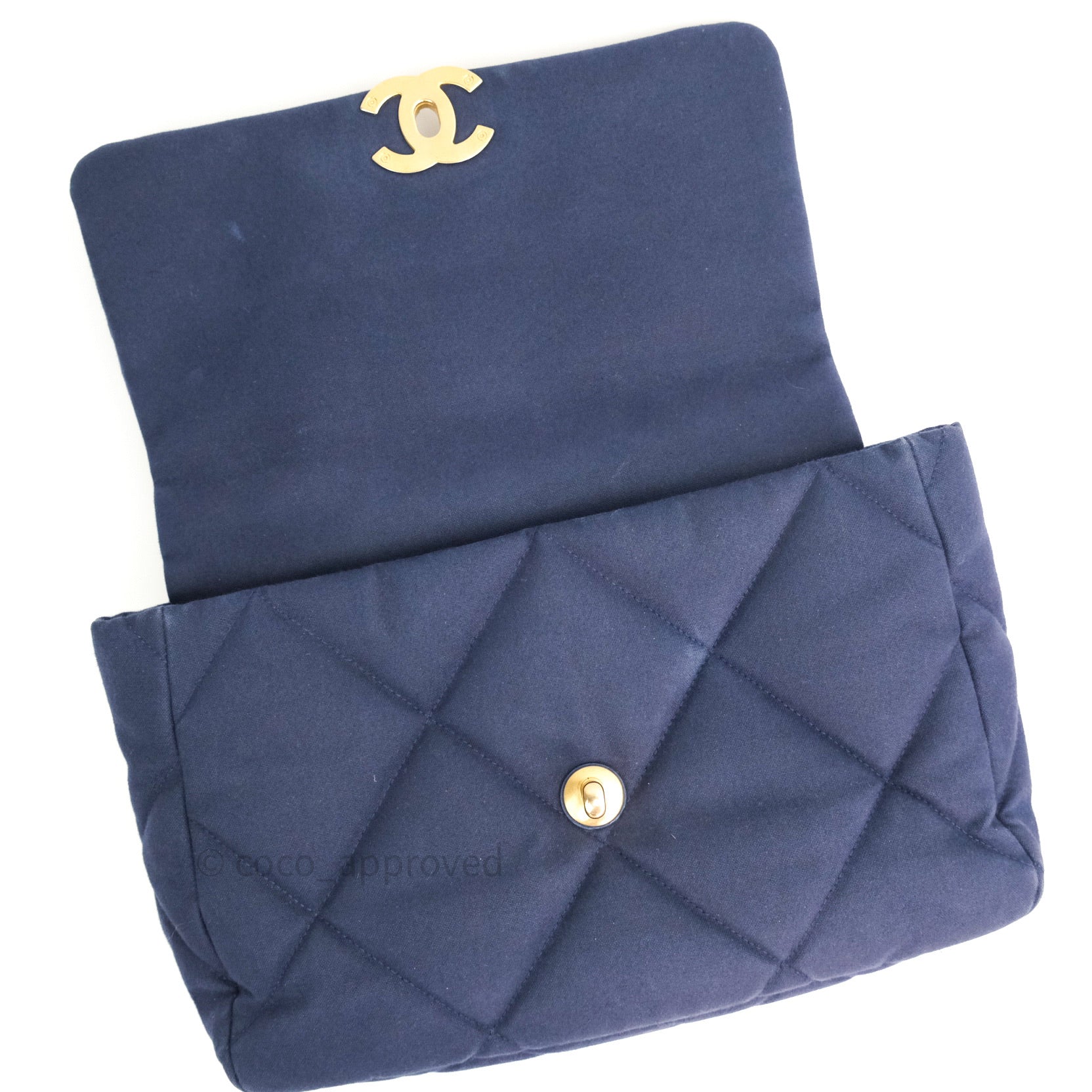Chanel 19 Medium Flap Bag in Navy Canvas with Mixed Hardware - Luxury Designer Handbag for Women, Perfect for Work, Travel & Evening Events