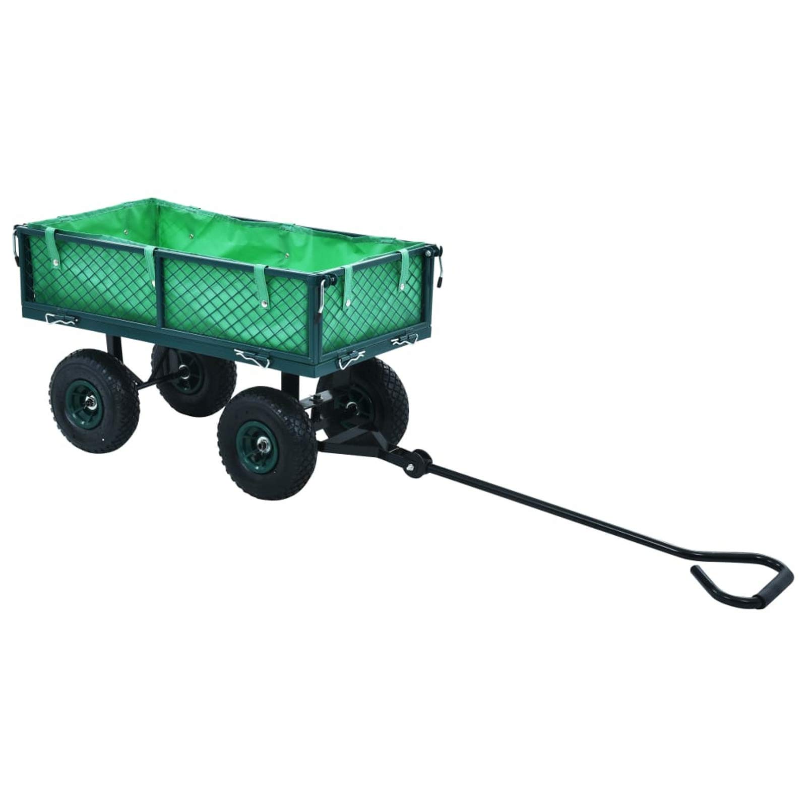 Heavy Duty Garden Trolley Cart with Steel Frame & Padded Handle - 551 lbs Capacity Utility Wagon with Openable Side Panels & Wheels - Perfect for Grocery Shopping, Camping Trips, Gardening, Beach Outings & Yard Work (Green)
