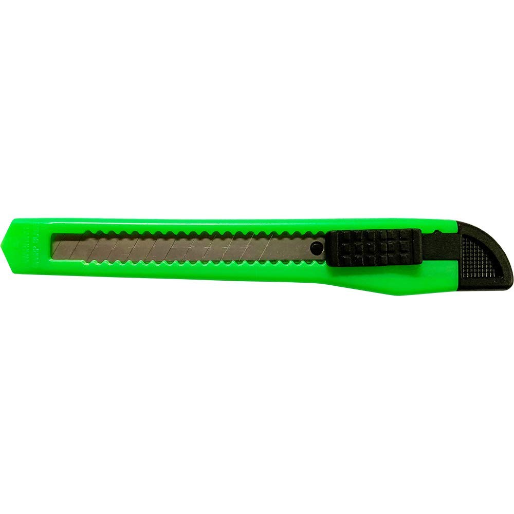 100-Pack Small Neon Green Utility Knife Box Cutters with Snap-Off 9MM Blades - Heavy Duty Packing, Shipping, Warehouse & Crafting Tools for Professionals